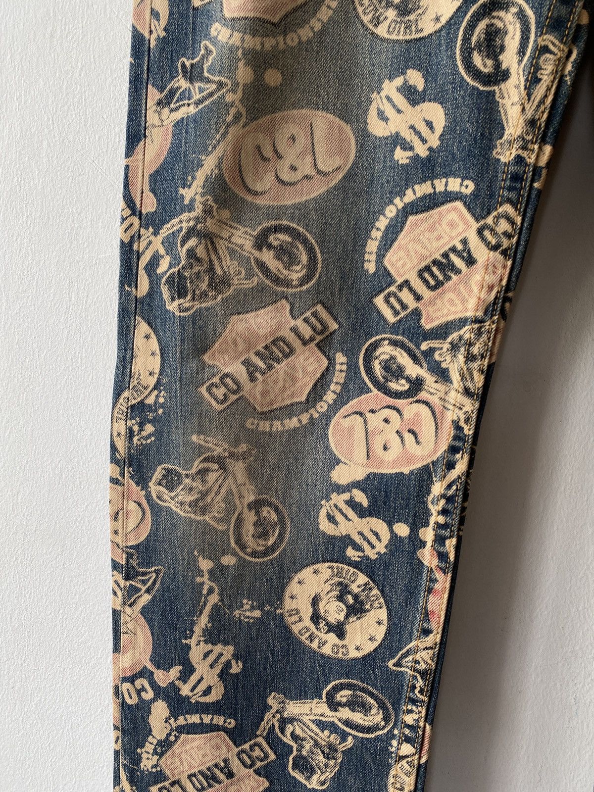 Hysteric Glamour × Japanese Brand Japanese Brand Co & Lu Fullprint Design Denim Size US 29 - 6 Thumbnail