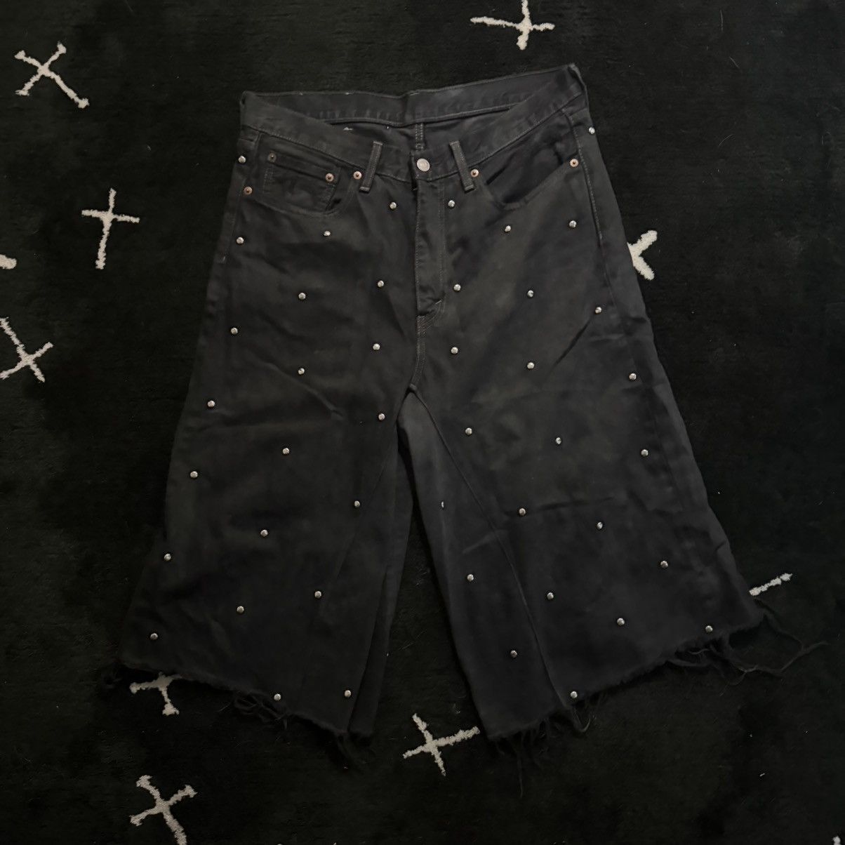 Japanese Brand Who Want it - Studded Denim Shorts Size US 32 / EU 48 - 1 Thumbnail