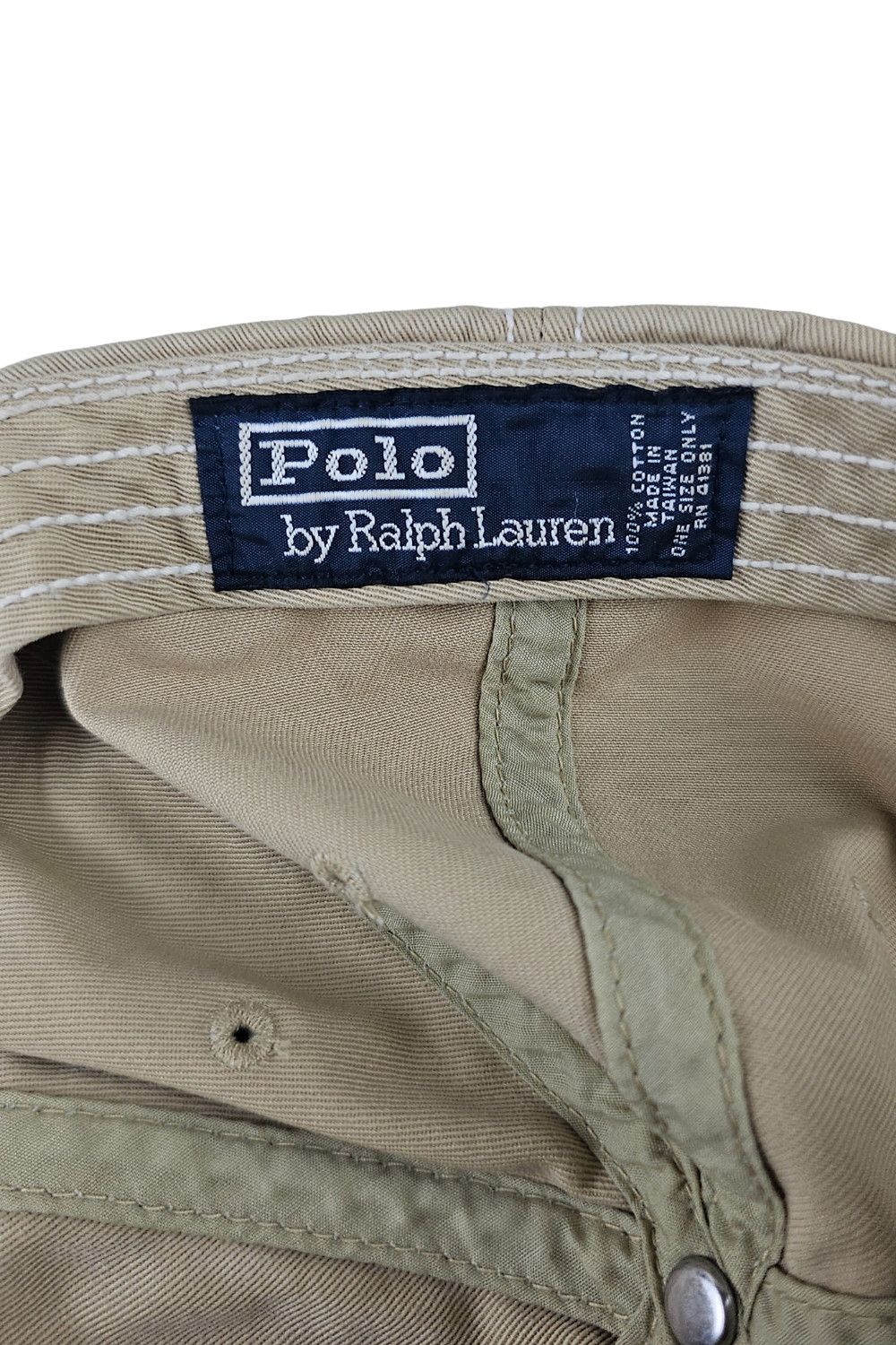 Polo Ralph Lauren 1998 Polo RL Stencil Logo Cap – Khaki Twill (Made in Taiwan) Size ONE SIZE - 10 Thumbnail
