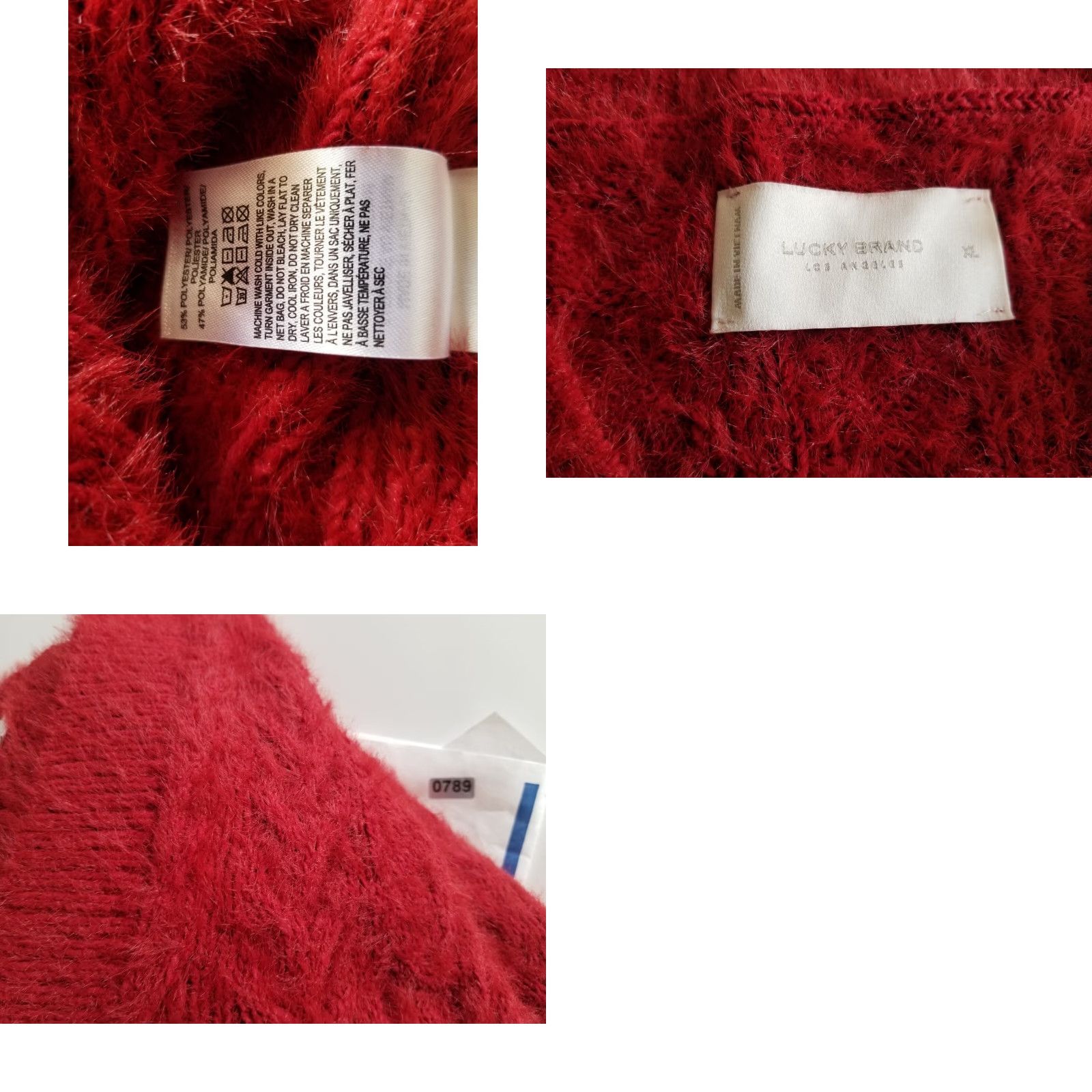 Lucky Brand Lucky Brand Womens Sweater XL Burgundy V Neck Relaxed Distressed Pullover Shaggy Size XL / US 12-14 / IT 48-50 - 9 Thumbnail
