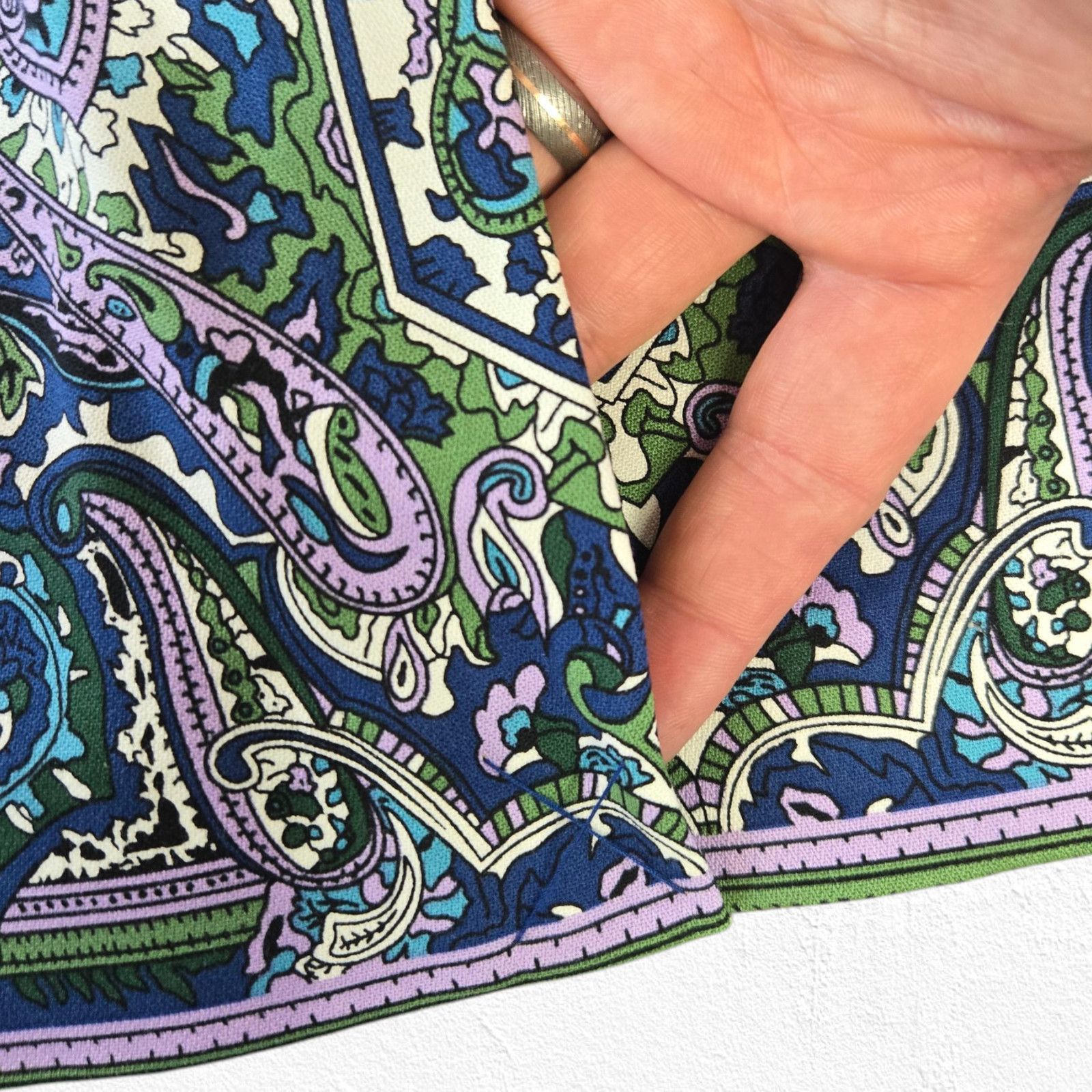 Other Baroque Paisley Blue Purple Cotton Blend Pencil Skirt Size 8 Size 30" / US 8 / IT 44 - 9 Thumbnail