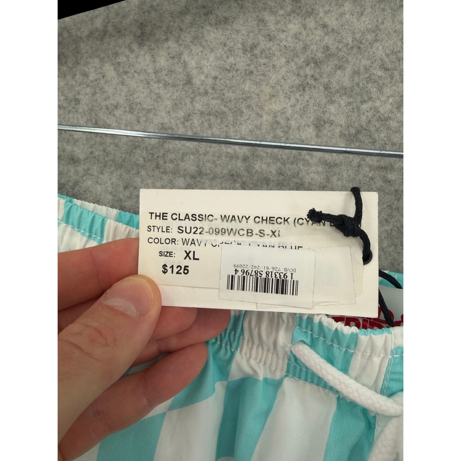 Solid & Striped NWT Bloomie's x Solid & Striped Cyan Wavy Check Swim Trunks Size US 35 - 4 Thumbnail