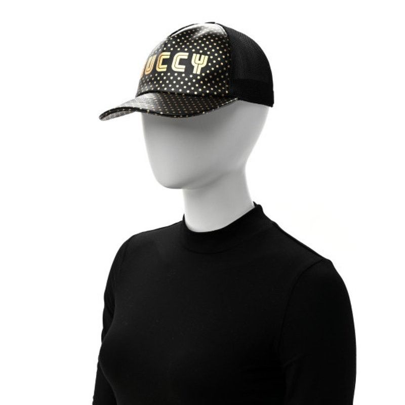 Gucci GUCCI X SEGA Calfskin GUCCY Baseball Hat M Black Gold NWT display picture 1