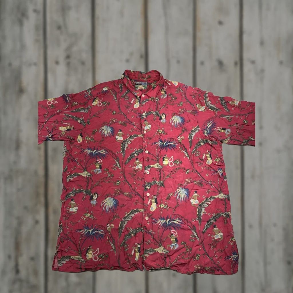 Reyn Spooner VINTAGE Reyn Spooner Hawaiian Shirt Floral Hula Girl Lei Red Mens L Short Sleeve Button-Up Pocket Breathing Rayon Summer Spring Fall Size US L / EU 52-54 / 3 - 1 Thumbnail