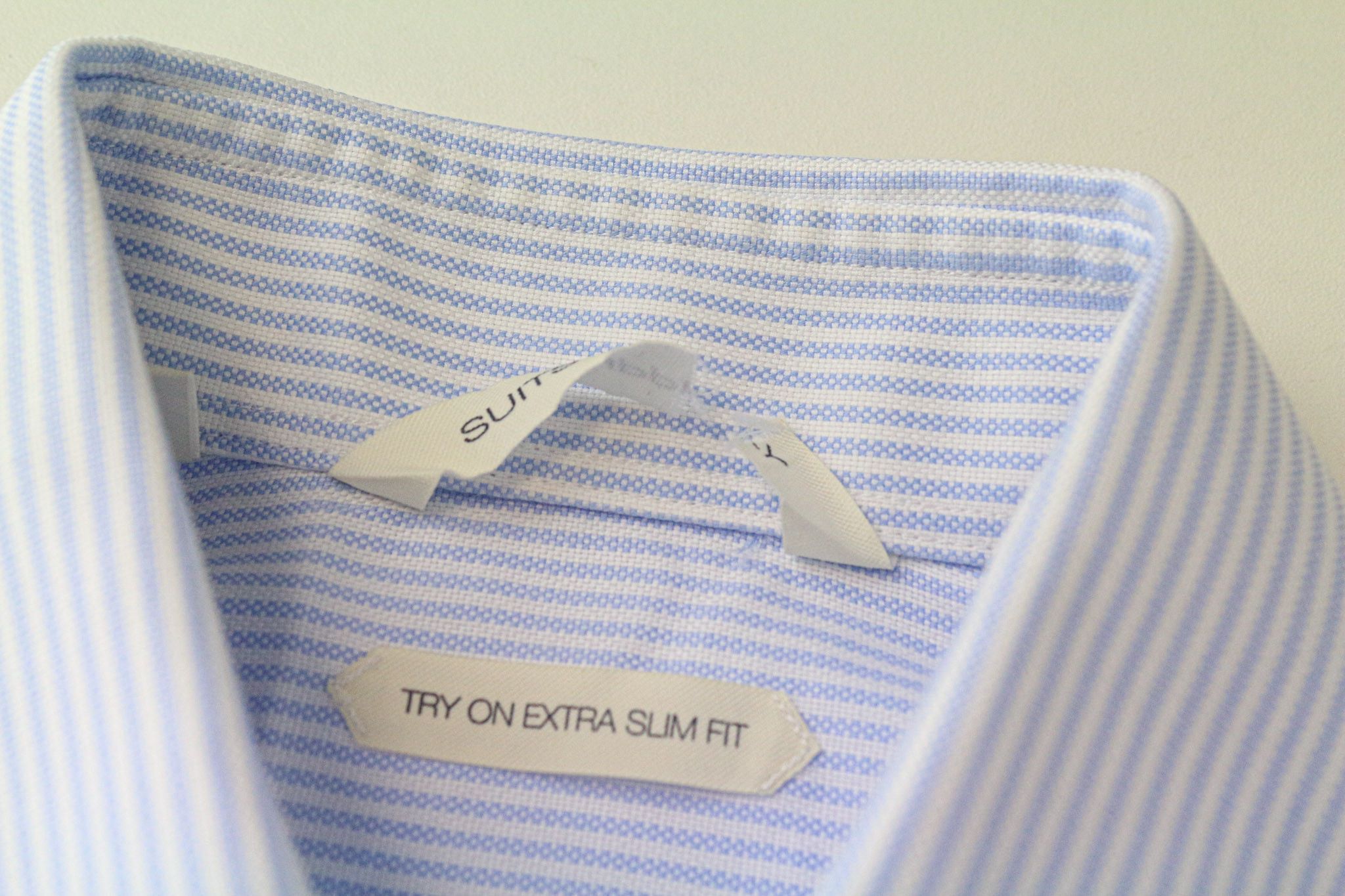Suitsupply 37/14 1/2 Extra Slim Blue Cotton Striped Shirt 79377 Size 36R - 8 Thumbnail