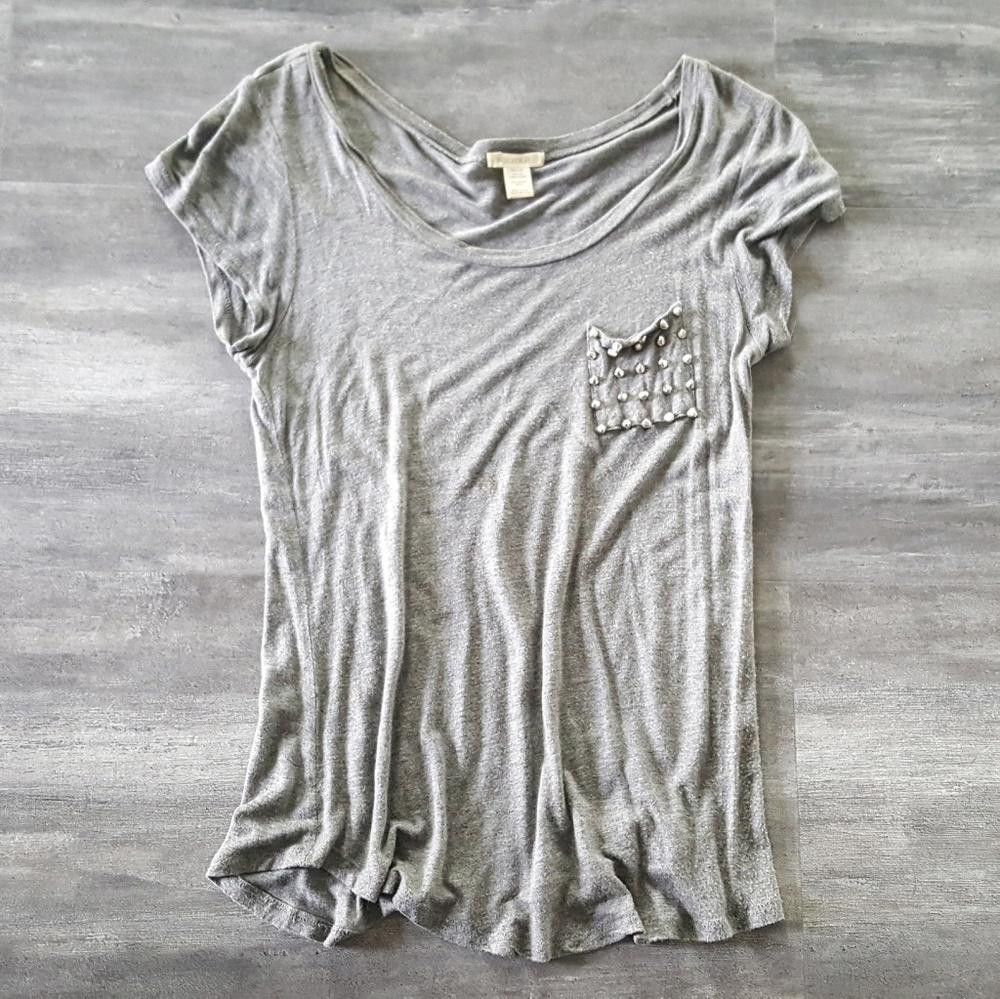 Designer Grey Pocket Studded Short Sleeve Size M / US 6-8 / IT 42-44 - 1 Thumbnail