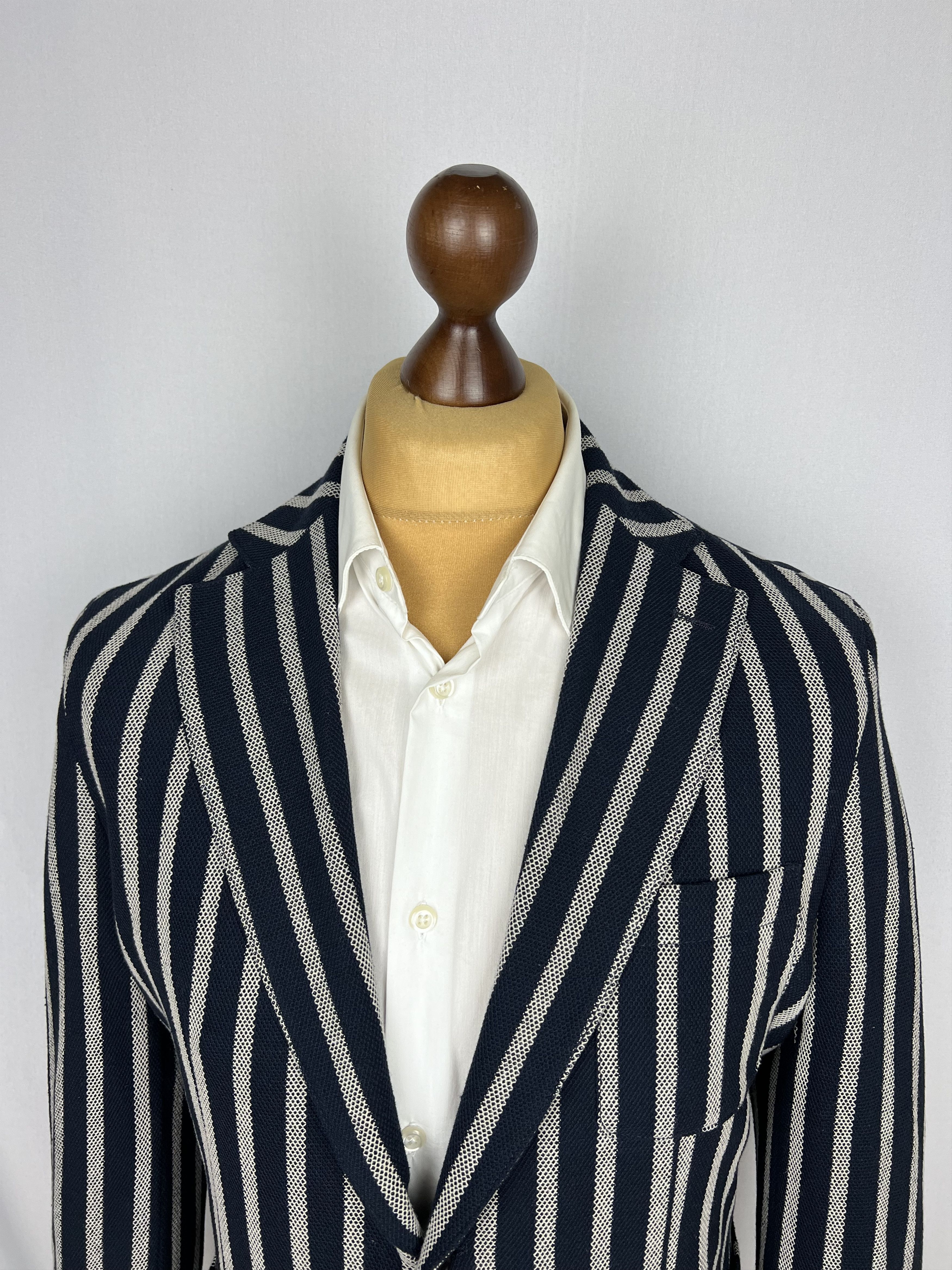 Paoloni Striped Textured Stretch Cotton-Blend Half-Lined Sport Coat Size 40R - 5 Thumbnail