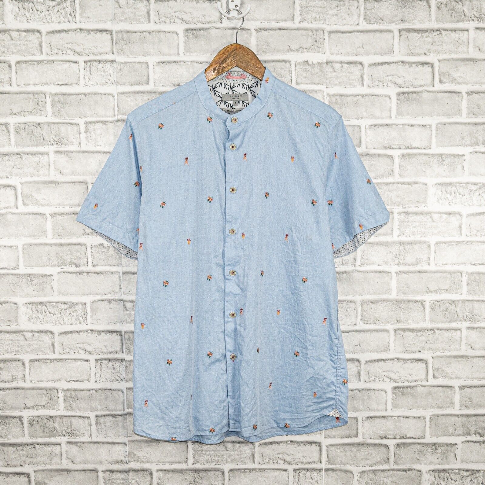 Ted Baker TED BAKER Flower Grandad Regular Fit Button Down shirt Size US L / EU 52-54 / 3 - 1 Thumbnail