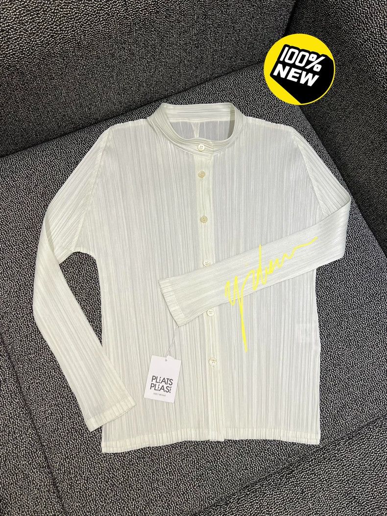 Issey Miyake Issey Miyake A light green stand-up collar shirt Size XL / US 12-14 / IT 48-50 - 6 Thumbnail