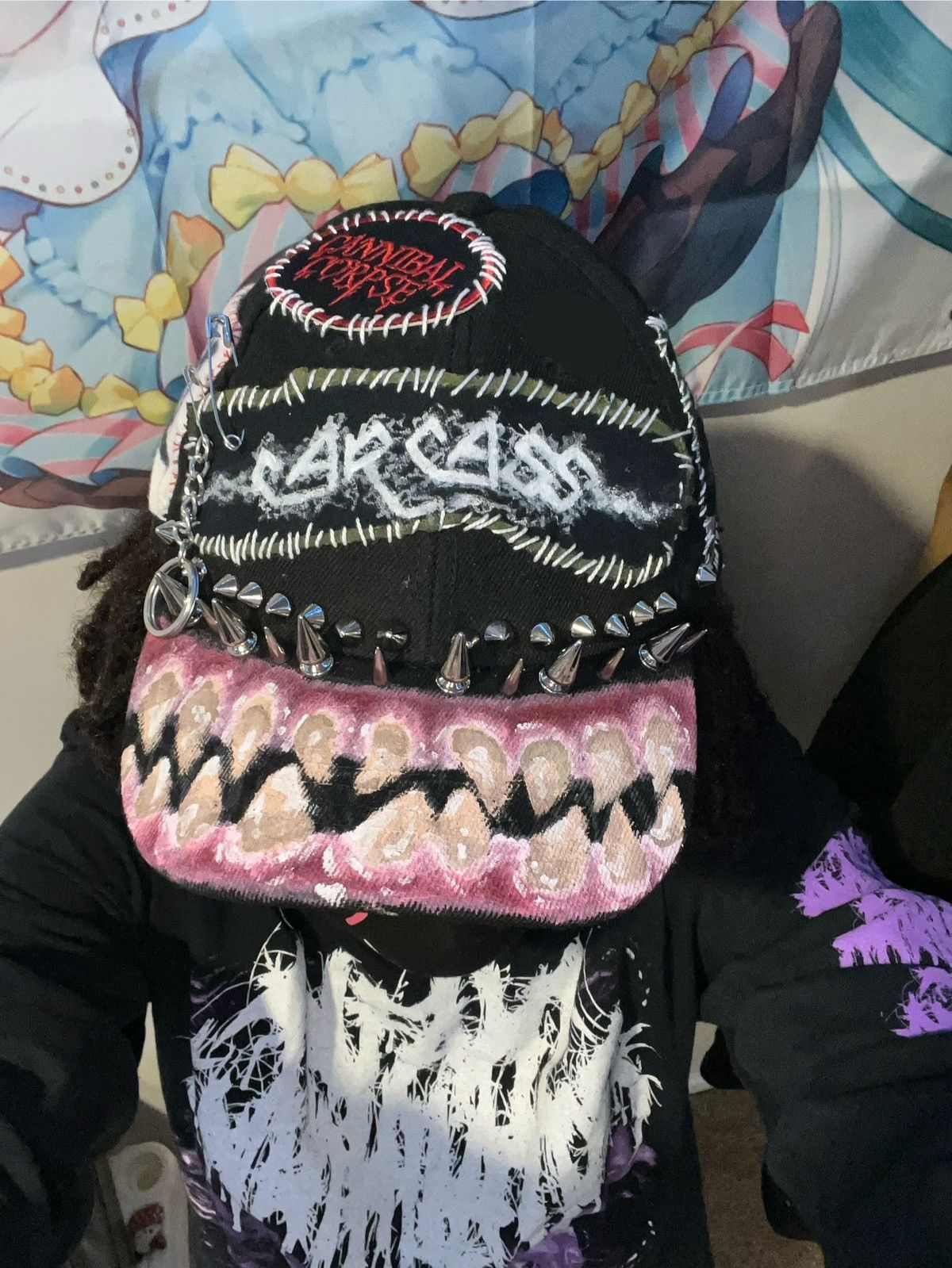 Other OOAK Upcycled Grindcore/death metal-inspired cap Size ONE SIZE - 4 Thumbnail