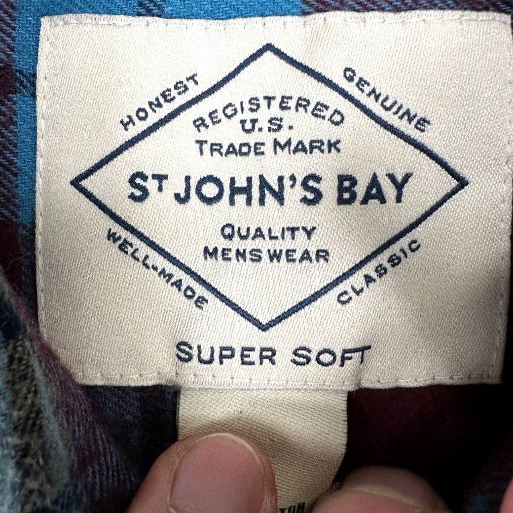 Vintage St. John's Bay Flannel Shirt Mens M Maroon Plaid Button-Down NEW Size US M / EU 48-50 / 2 - 4 Thumbnail