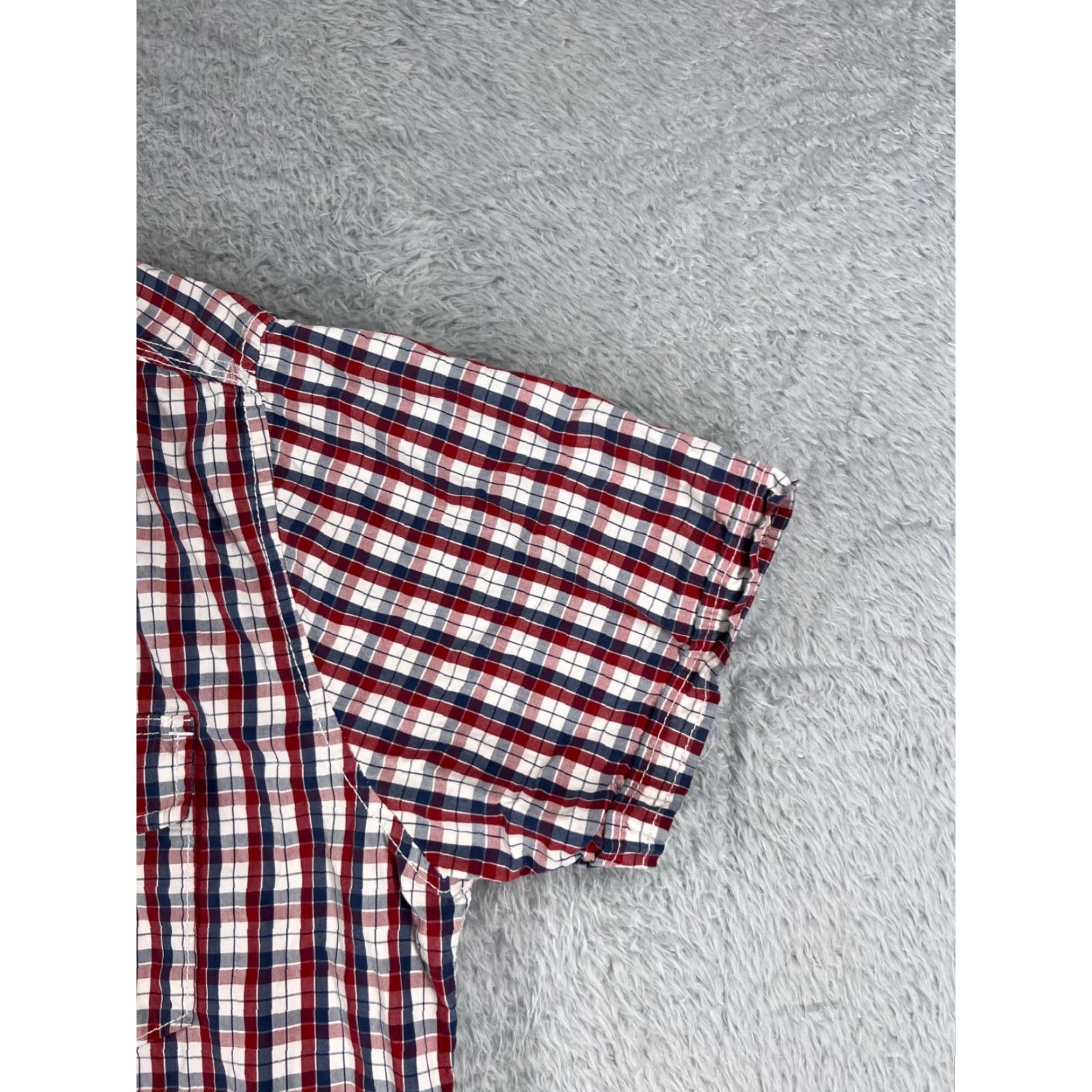 Tommy Hilfiger Tommy Hilfiger Button-Up Shirt Adult Large Red Blue Plaid Cotton Casual Mens Size US L / EU 52-54 / 3 - 2 Thumbnail