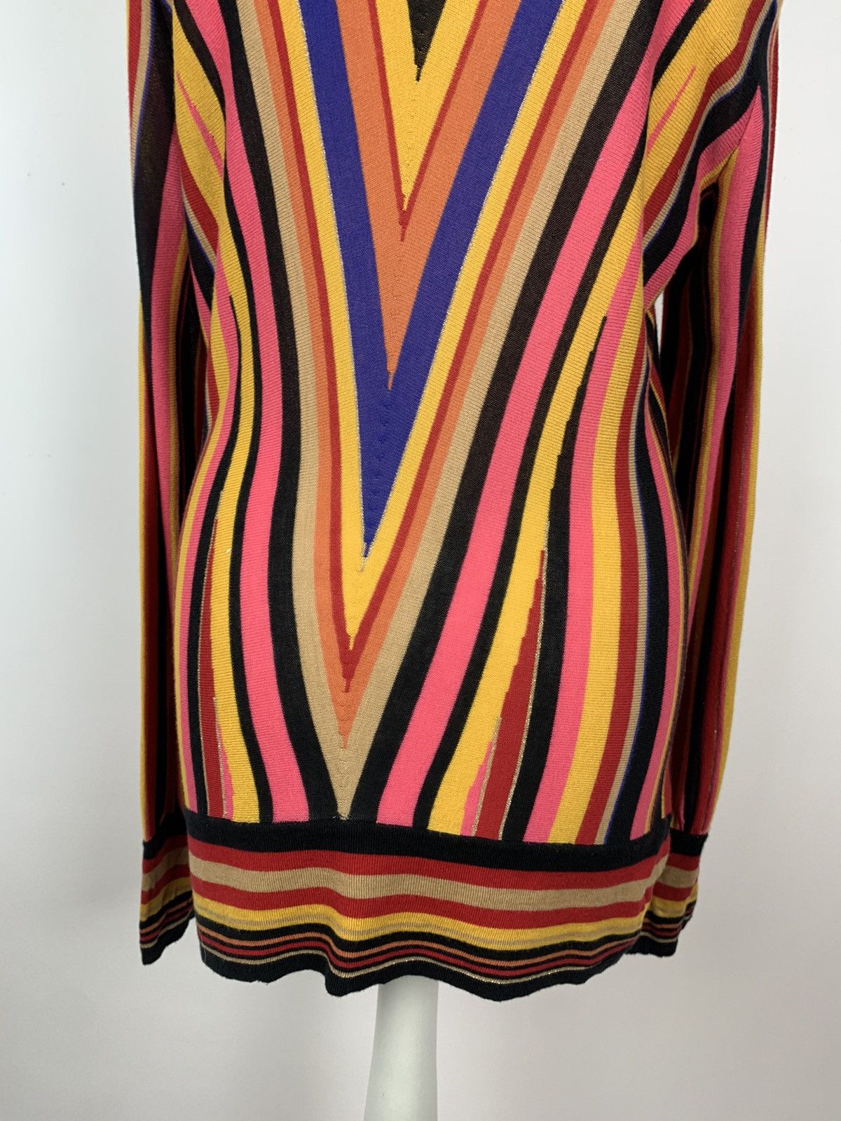Desigual Women’s Desigual Striped V-Neck Knit Sweater Size L Y2K Art Size L / US 10 / IT 46 - 6 Thumbnail