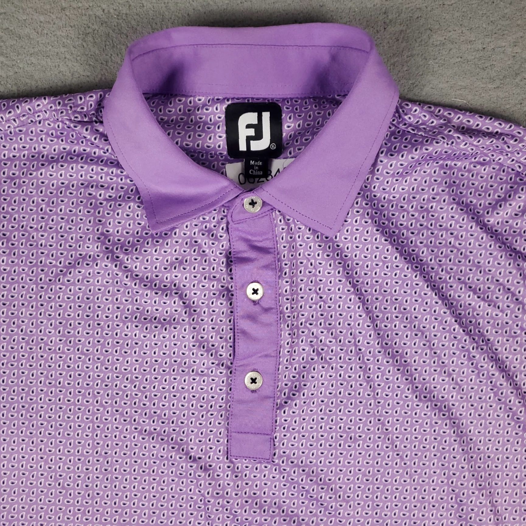 Footjoy FootJoy Polo Shirt Mens XL Purple Paisley Golf Casual Short Sleeve Size US XL / EU 56 / 4 - 2 Thumbnail