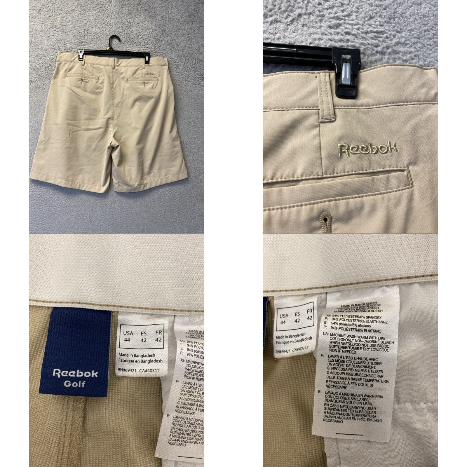 Reebok VINTAGE Reebok Shorts Mens 42/44 Tan Spell Out Logo Pockets Golf Shorts /123-5 Size US 42 / EU 58 - 8 Thumbnail