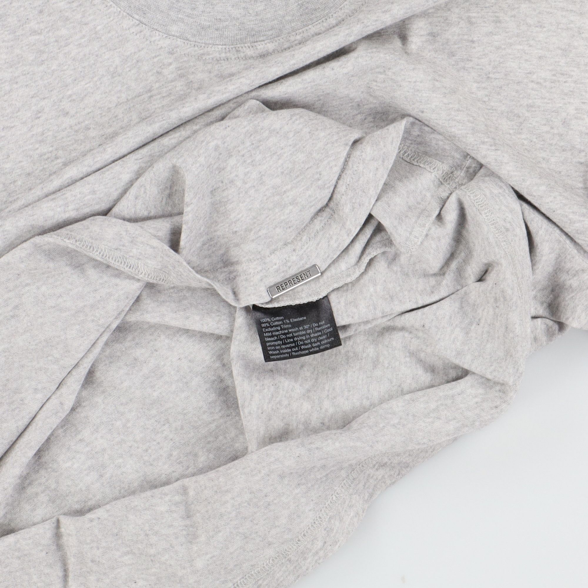 Represent Clo. Grey Marl Logo Metal Tab Lightweight T-Shirt Size US XL / EU 56 / 4 - 6 Thumbnail
