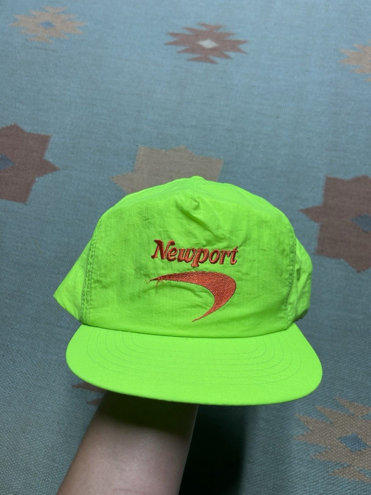 Vintage Vtg hat Newport cigarettes neon yellow green hi vis promo Size ONE SIZE - 2 Thumbnail