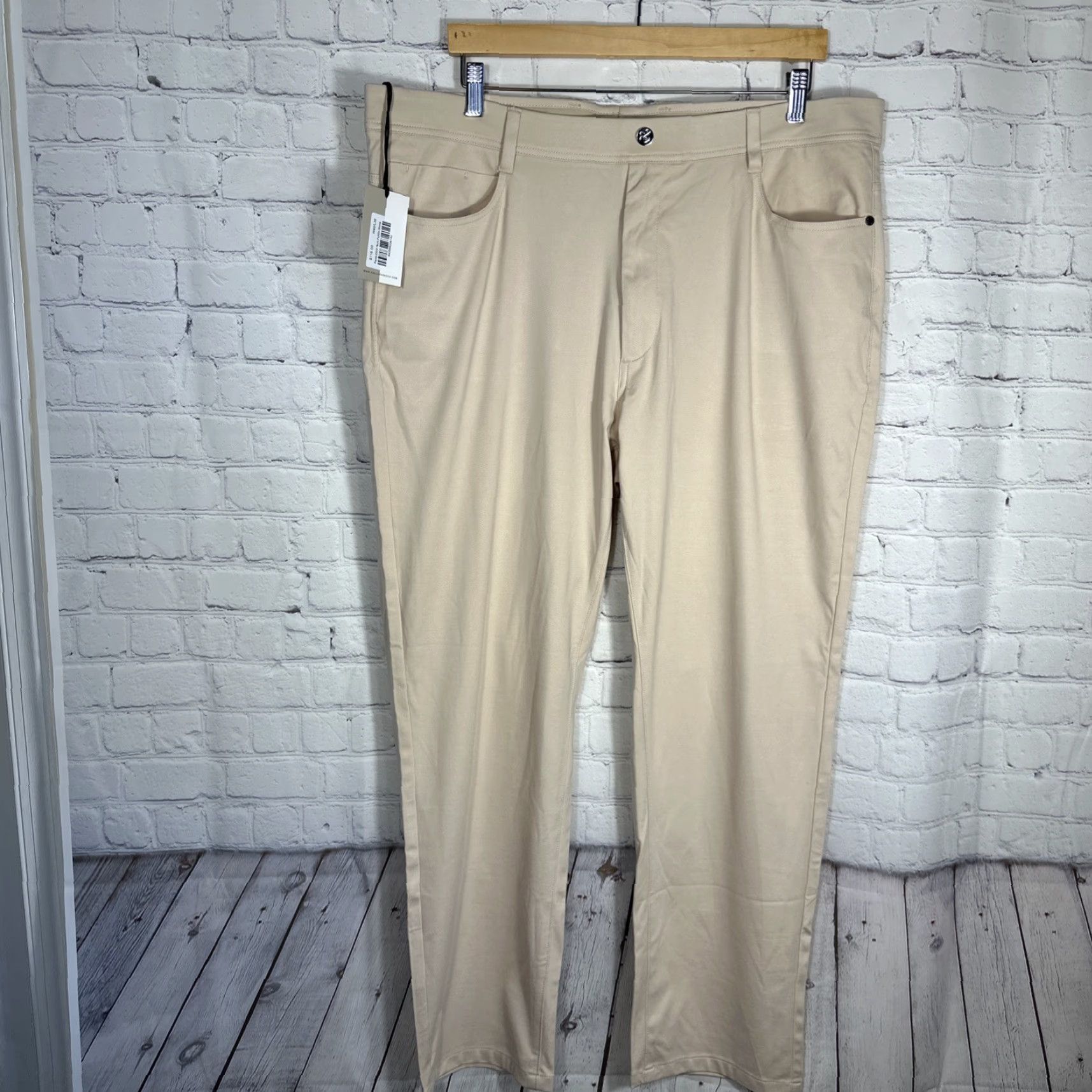 CO Collars & Co CEO Tech Pull On Pants Men Stone 40x30 Chino Stretch Flat Front Wrangler: No, disregard. Size US 40 / EU 56 - 2 Thumbnail