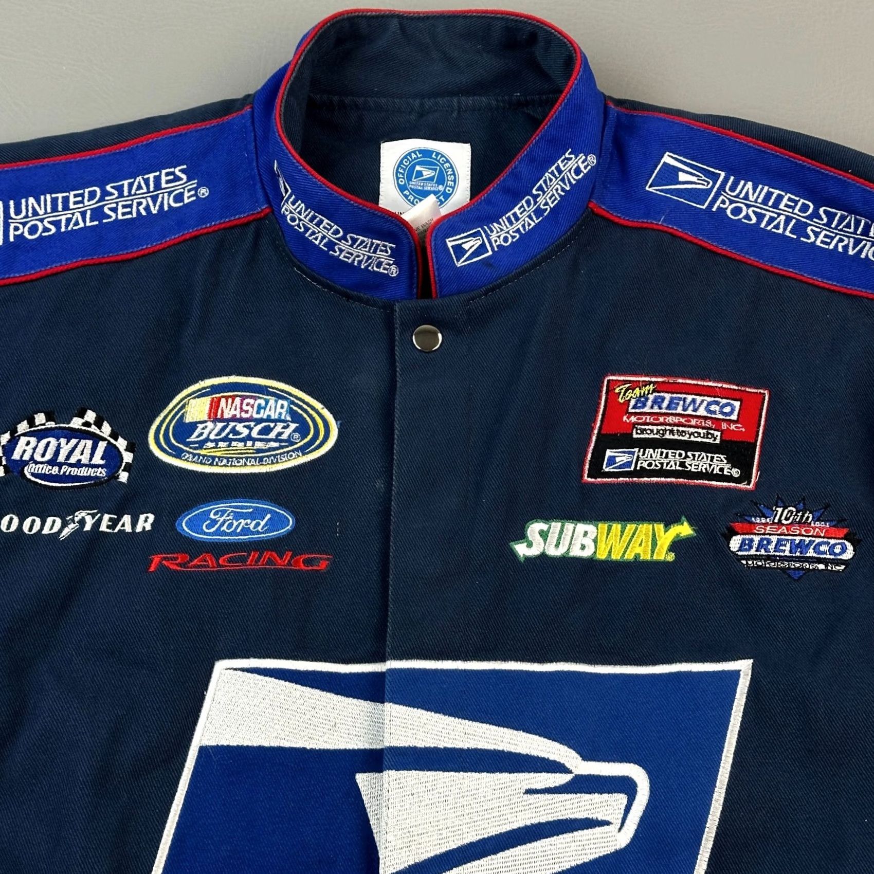 NASCAR VINTAGE USPS Nascar Jacket Mens XL Blue Logo Bomber Jacket Size US XL / EU 56 / 4 - 4 Thumbnail