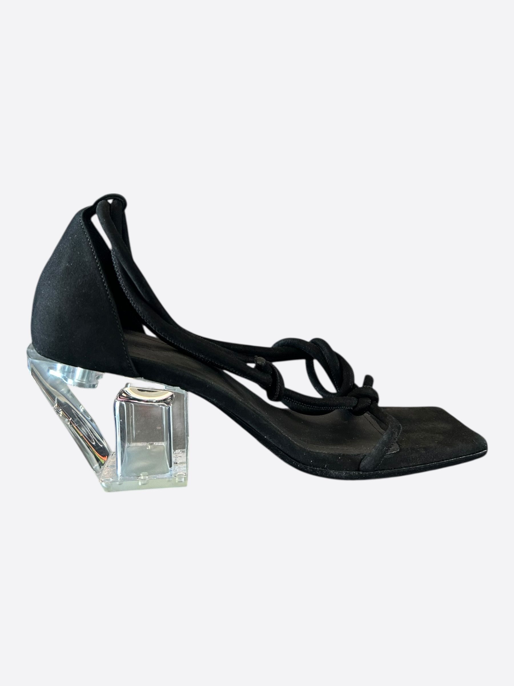 Rick Owens Rick Owens Black & Clear Leather Ankle-Wrap Sandals Size US 10 / IT 40 - 5 Thumbnail