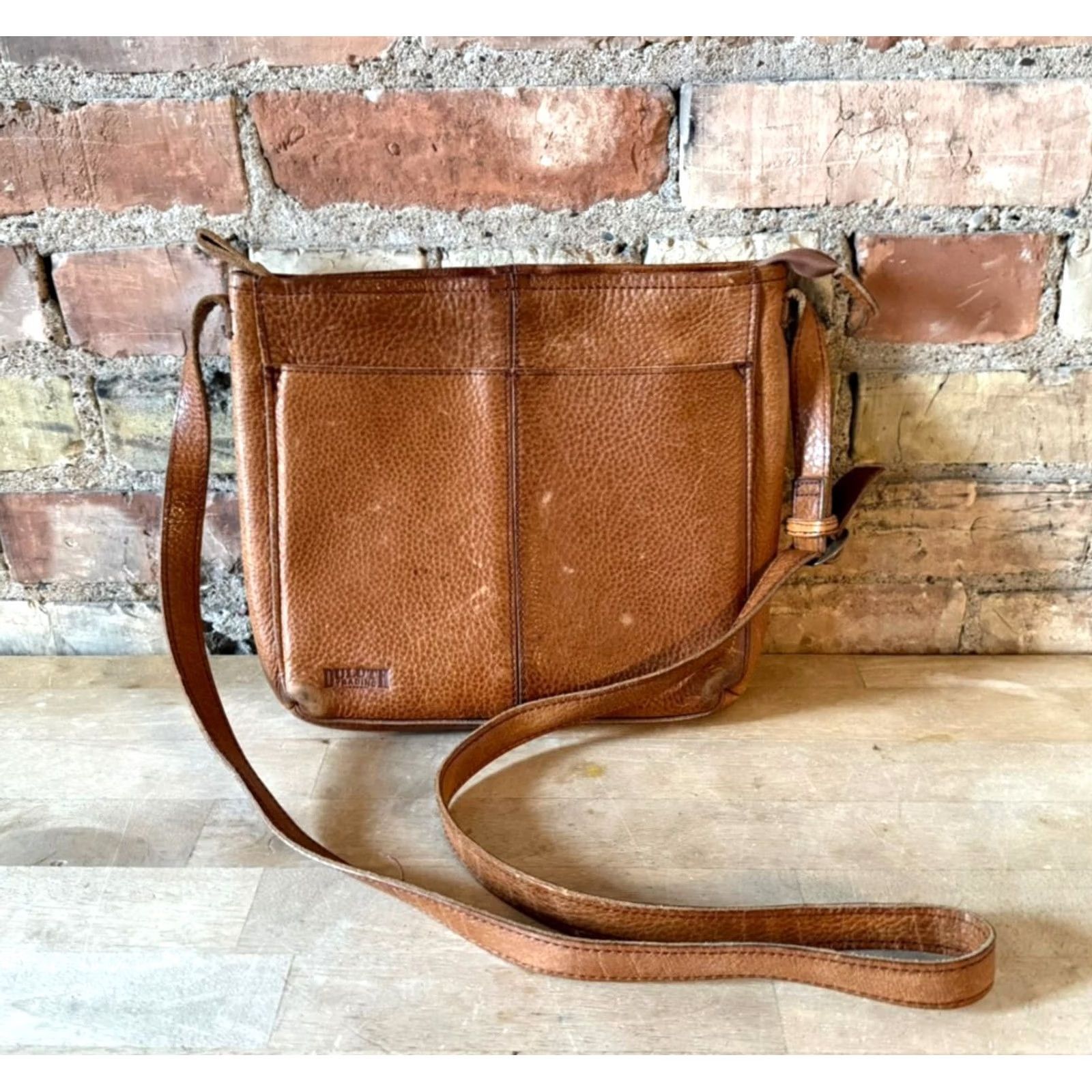Vintage Duluth Brown Pebbled Leather Satchel Shoulder Tote Bag Crossbody Medium Unisex Adults Leather Adjustable Strap Size ONE SIZE - 2 Thumbnail