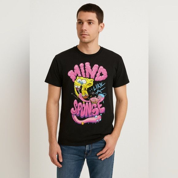 Other SpongeBob SquarePants “Mind Like a Sponge” Shirt Black Sz M Size US M / EU 48-50 / 2 - 1 Thumbnail