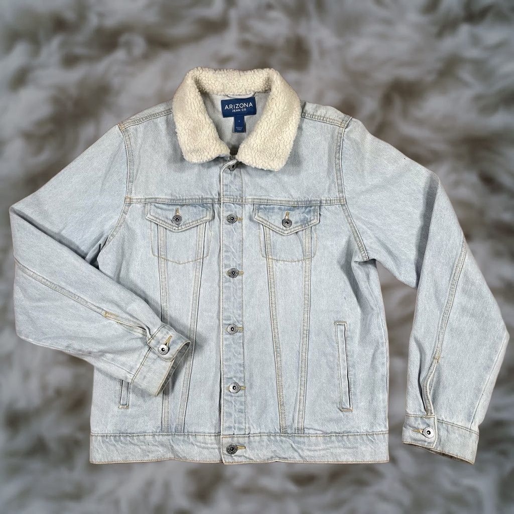 Vintage Arizona Jean Co Denim Jacket Mens M Medium Blue 100% Cotton Trucker Jacket Size US 31 - 1 Thumbnail