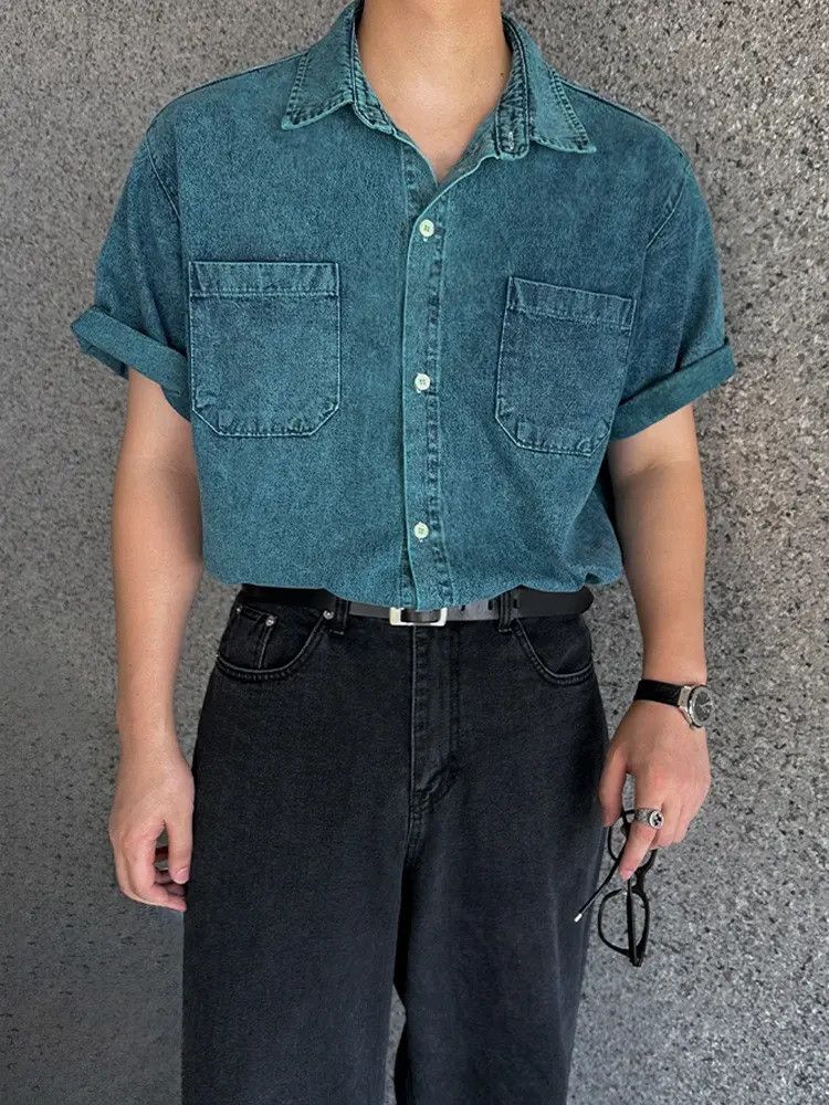 Jean Blue Short Sleeve Jean Shirt Size US M / EU 48-50 / 2 - 3 Thumbnail