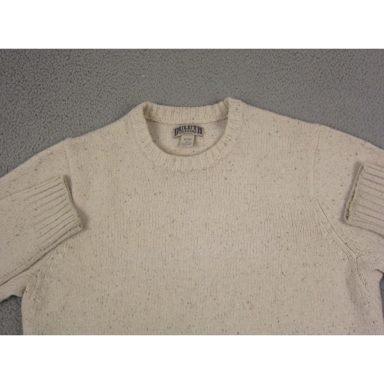 Duluth Sweater Mens XLT Adult Wool Crew Neck Pullover Beige Beig e Knit - Classic Modern Knit - Big & Tall