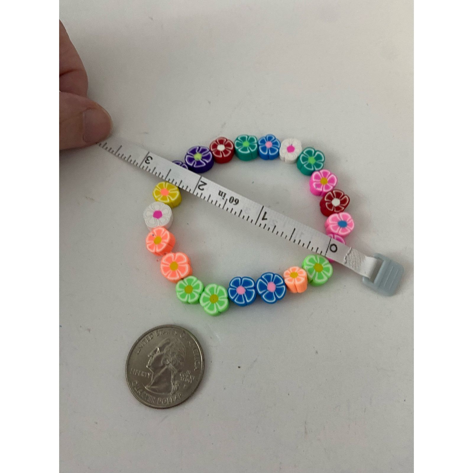 Handmade Colorful clay floral bead bracelet Size ONE SIZE - 3 Thumbnail