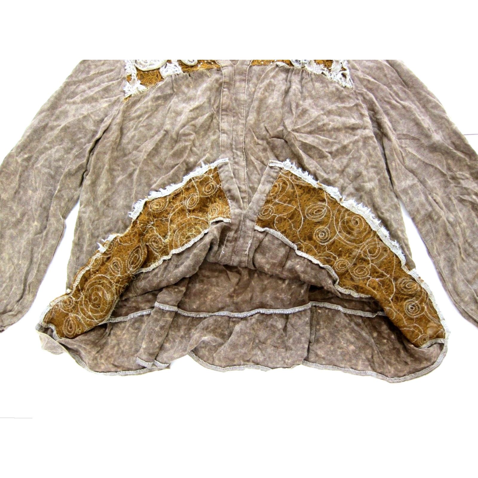 Vintage Radzoli 100% Rayon Brown Long Sleeve Floral Tunic Peasant Blouse Top Woman XL Size XL / US 12-14 / IT 48-50 - 5 Thumbnail