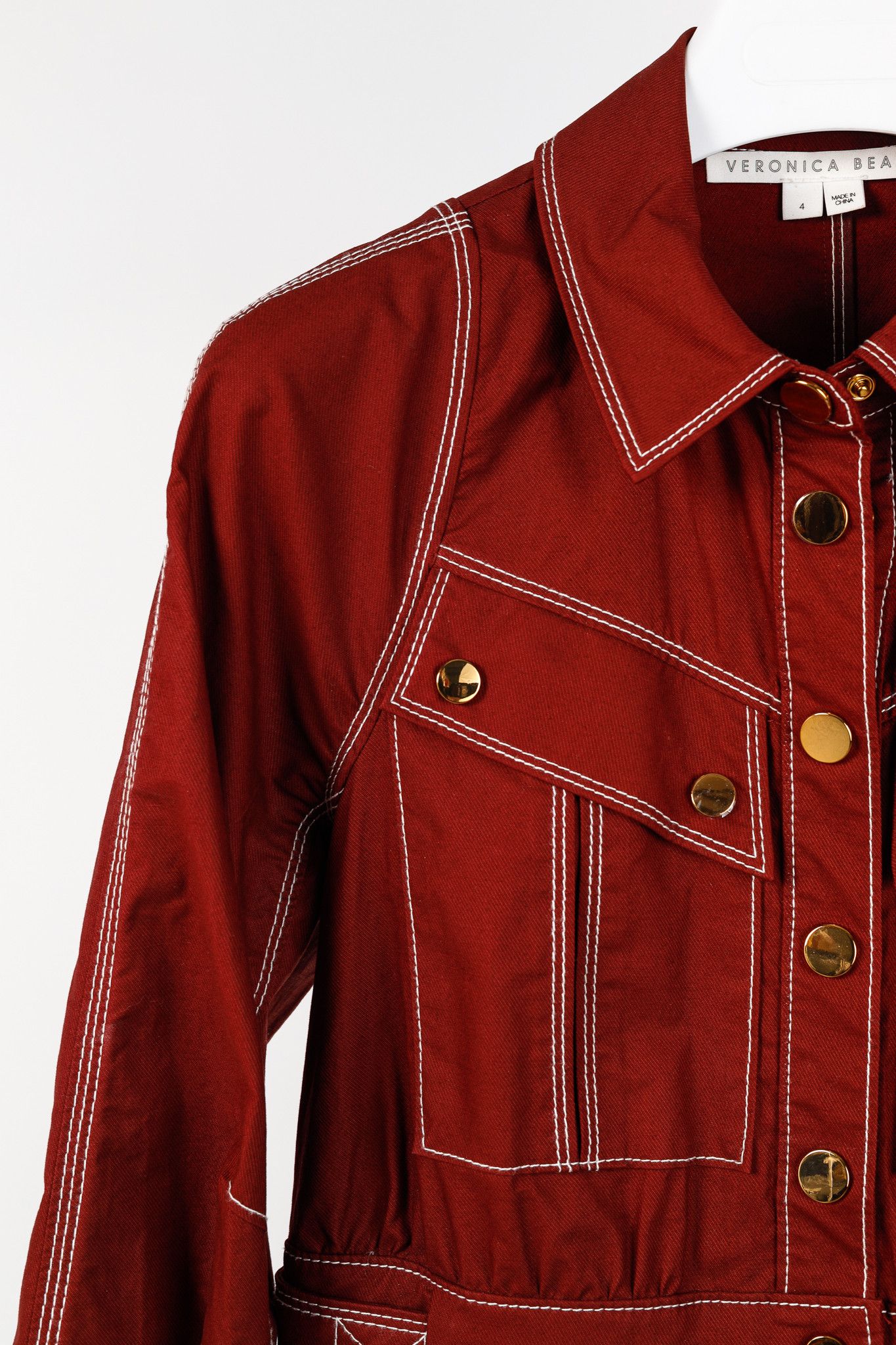 Veronica Beard Veronica Beard Keswick Topstitched Cotton-Twill Jacket Size S / US 4 / IT 40 - 7 Thumbnail