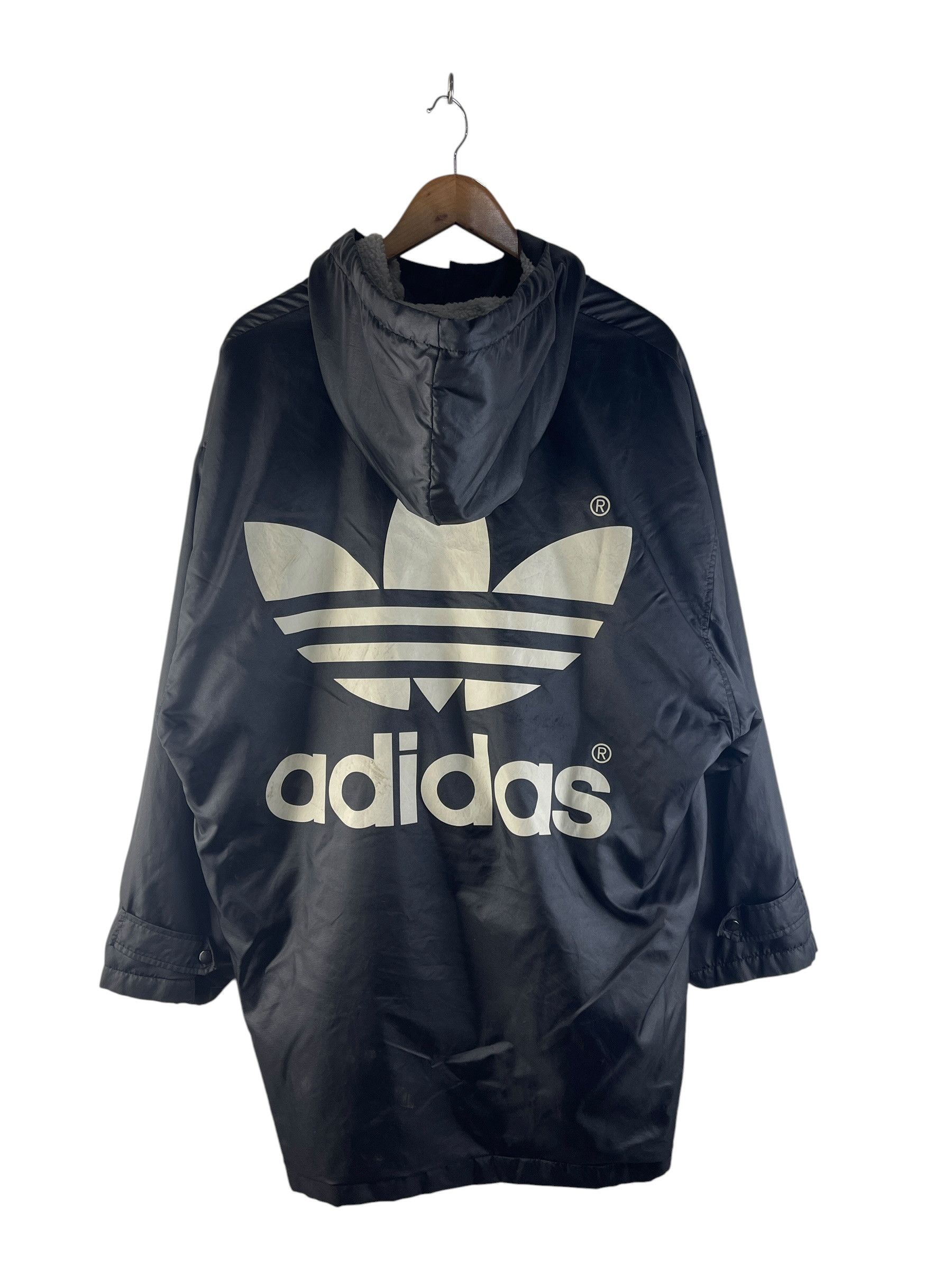 Adidas Vintage 90s Adidas Trefoil Fleece Lined Hooded Jacket Size US L / EU 52-54 / 3 - 1 Thumbnail
