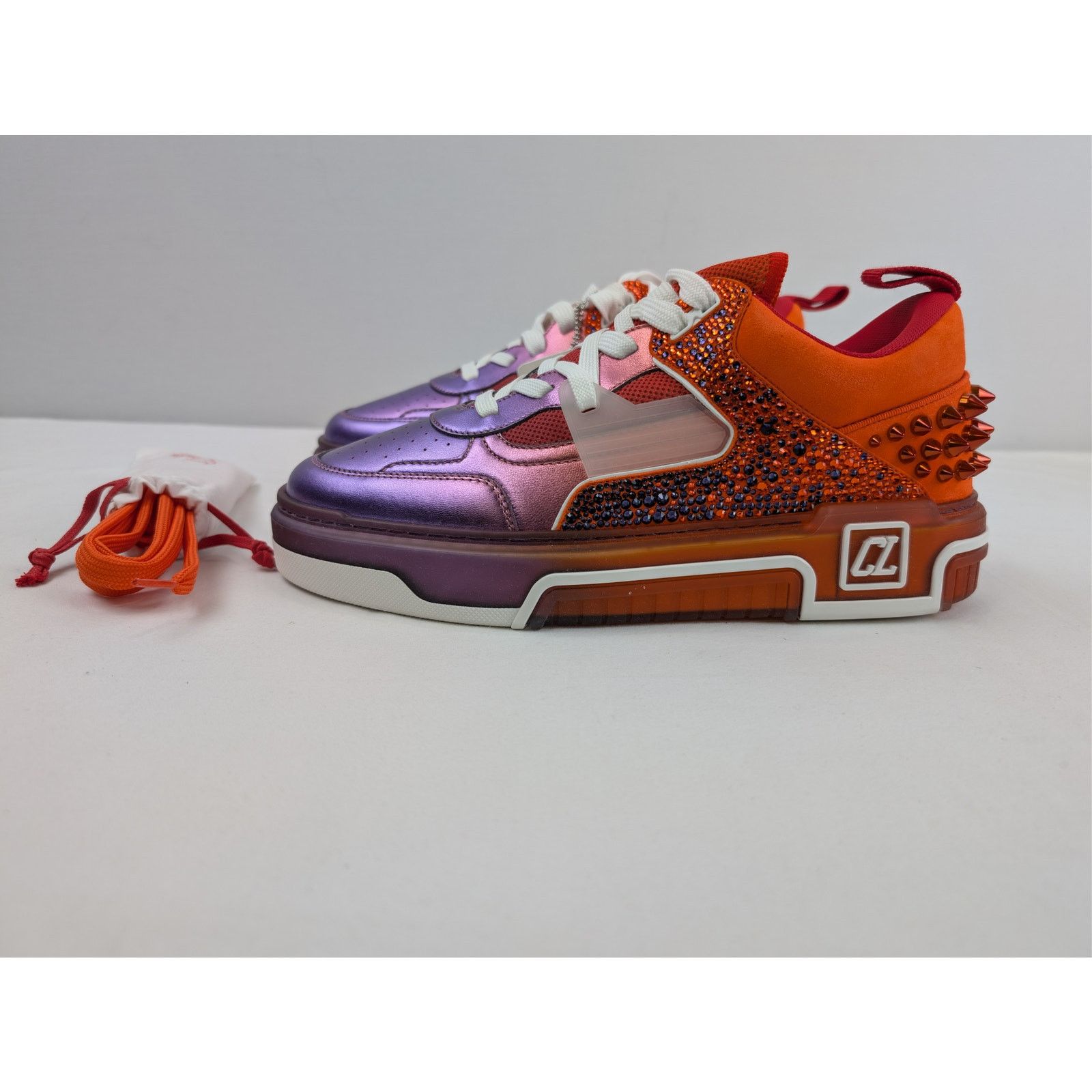 Christian Louboutin o1rshd1 Astroloubi Strass SB Flat Shoe Sneakers Multicolor Size US 12.5 / EU 45-46 - 12 Thumbnail
