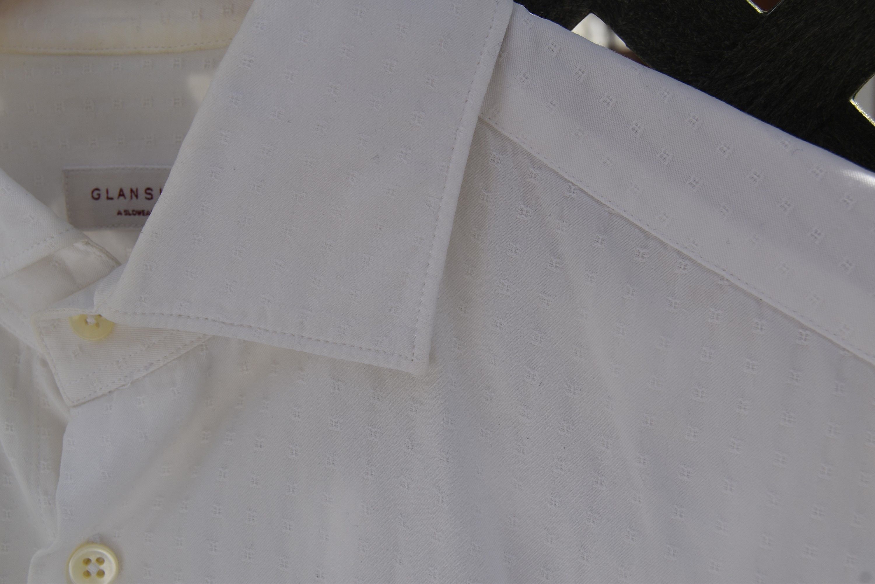 Incotex Glanshirt by Incotex white cotton jacquard button-down shirt Size US M / EU 48-50 / 2 - 6 Thumbnail