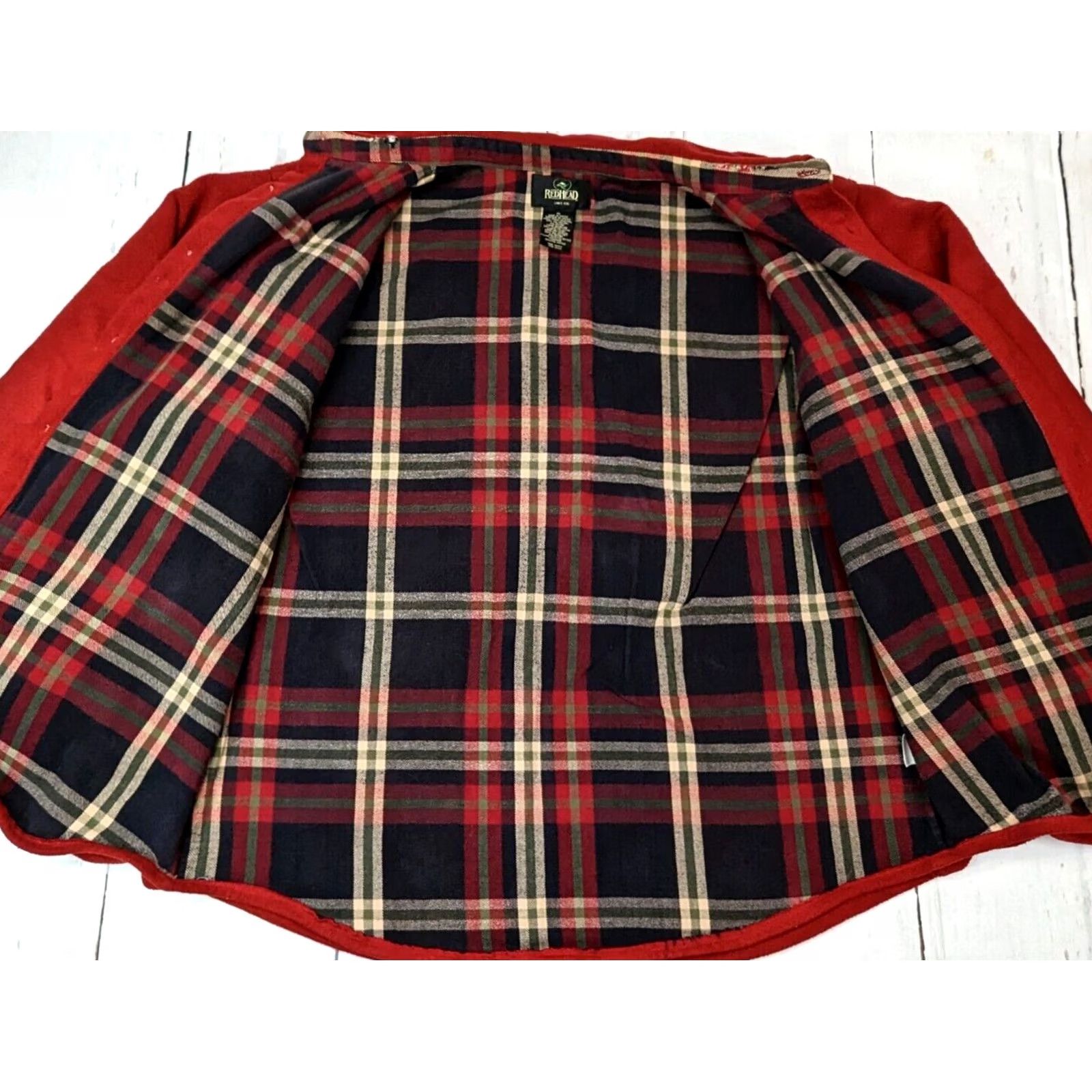 Vintage RedHead Mens XL Red Fleece Jacket Shacket Full Zip Plaid Lined Barn Work Coat Size US XL / EU 56 / 4 - 3 Thumbnail