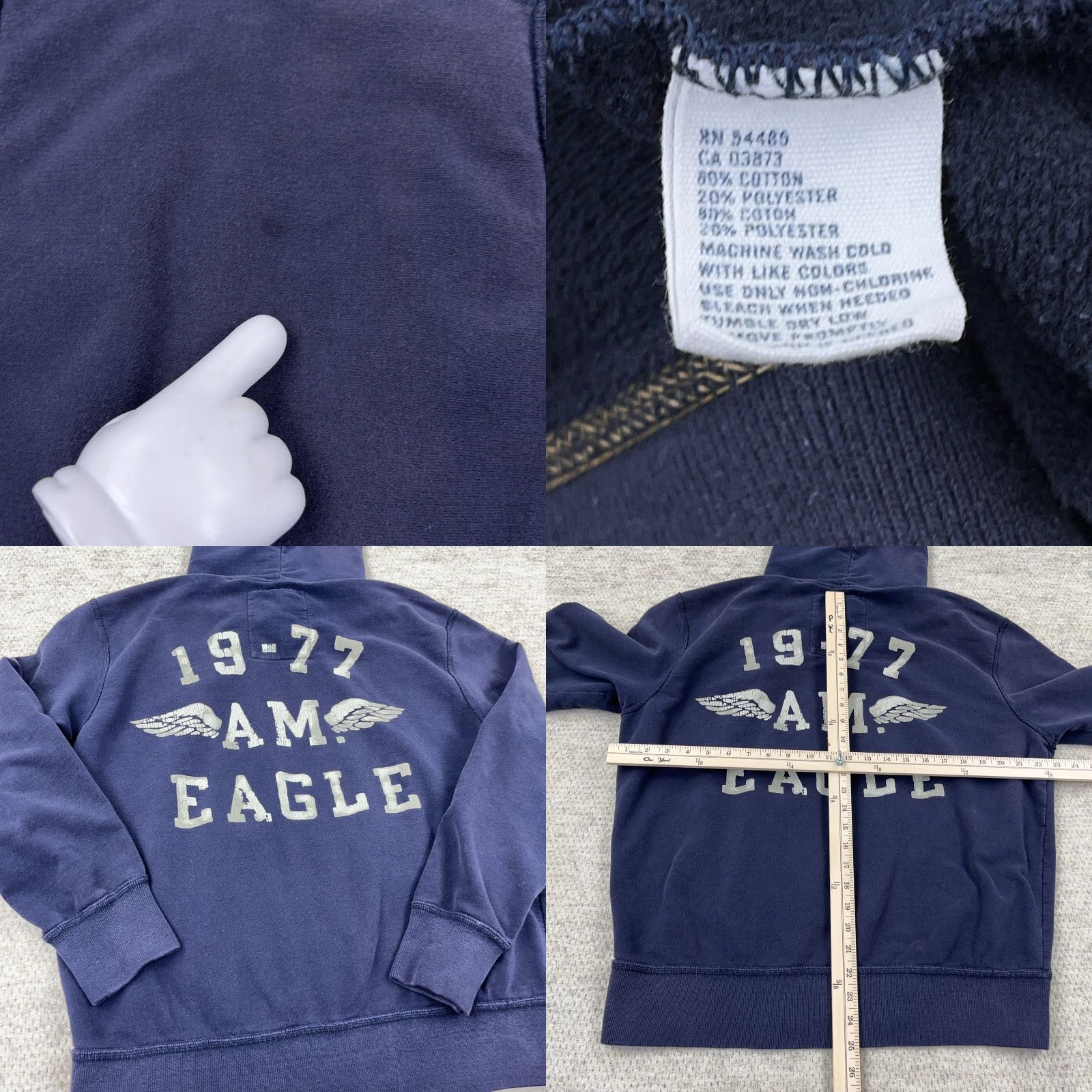 American Eagle Outfitters VINTAGE American Eagle Outfitters Hoodie Men L Blue Sweatshirt Faded Wings Grunge Size US L / EU 52-54 / 3 - 8 Thumbnail