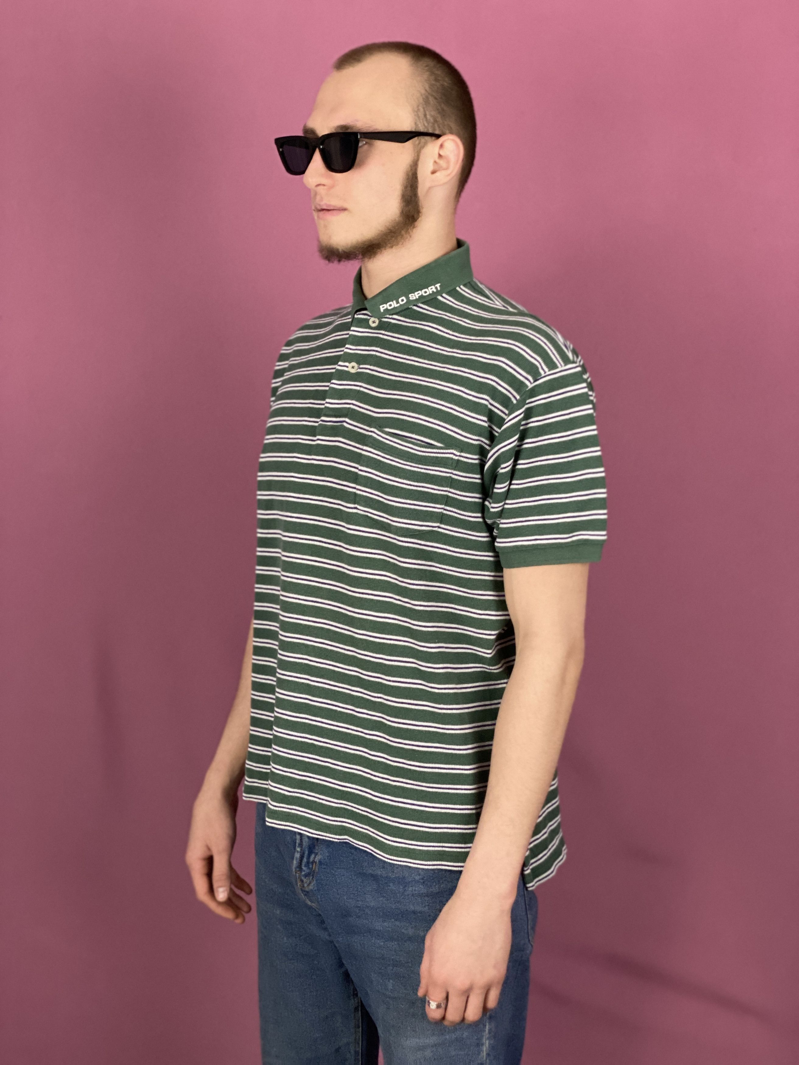 Polo Ralph Lauren × Ralph Lauren Sport × Vintage 90s Polo Sport Vintage Men's Striped Polo Shirt - L Size US L / EU 52-54 / 3 - 2 Thumbnail