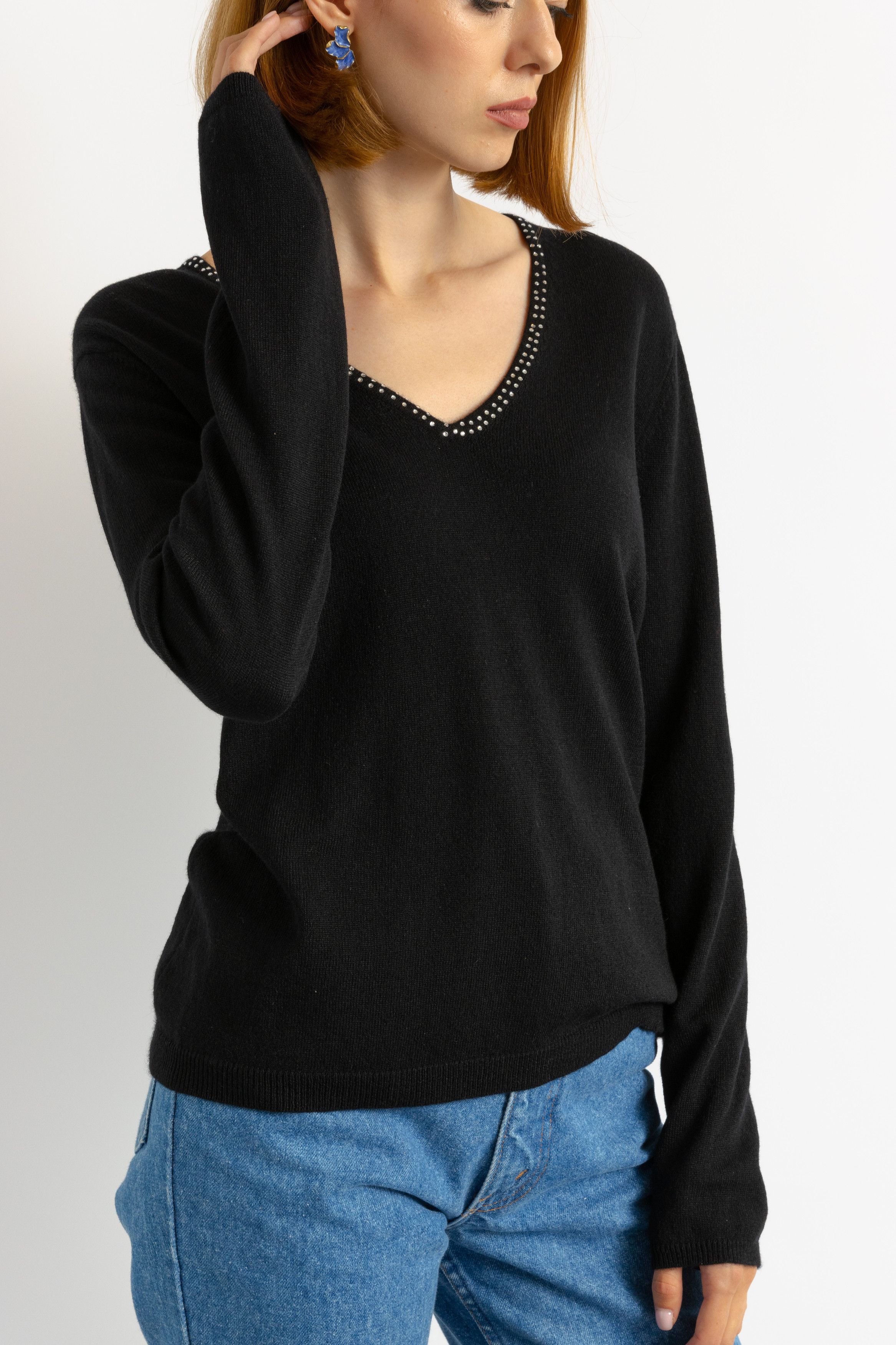 Vintage Black Casual Cashmere V neck Sweater Jumper size Medium 5599 Size M / US 6-8 / IT 42-44 - 8 Thumbnail