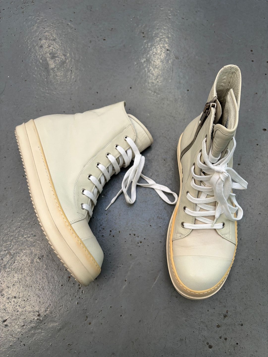 Rick Owens Rare Rick Owens F/W 12 Milk Leather Ramones High DRKSHDW Size US 8.5 / EU 41-42 - 6 Thumbnail