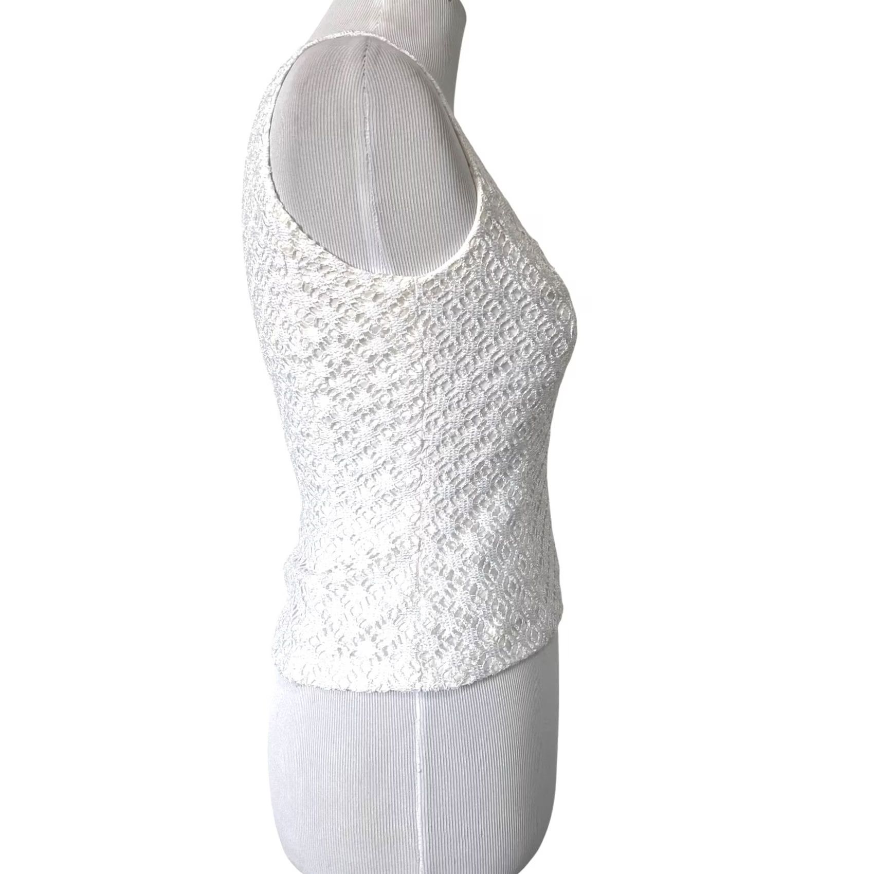 White House Black Market VINTAGE Tahari Arthur S Levine White Lace Tank Sleeveless Top Y2K V-Neck Womens Size 2 Size XS / US 0-2 / IT 36-38 - 5 Thumbnail
