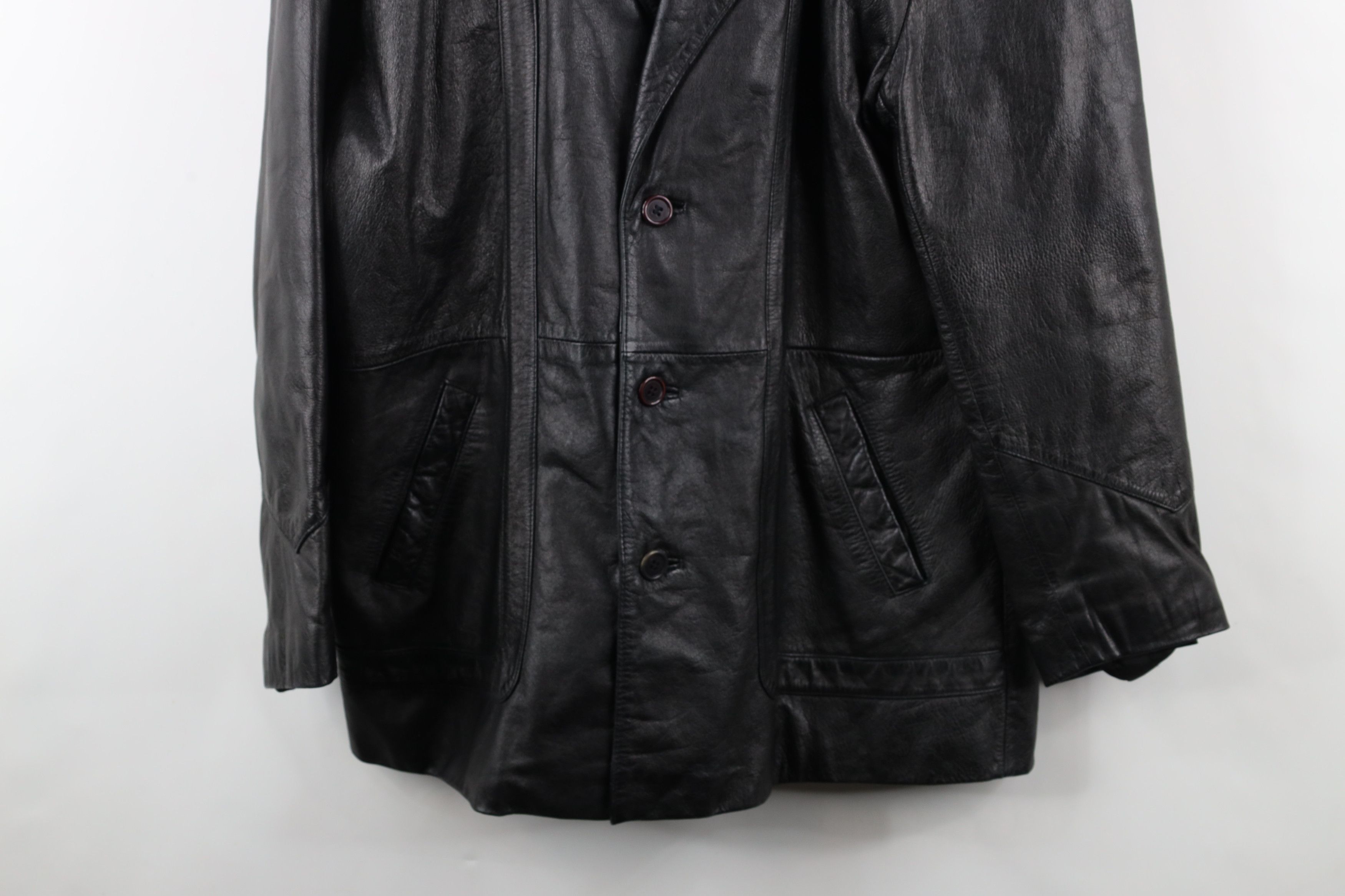 Vintage Vintage 90s Streetwear Leather Full Button Jacket Black Size US M / EU 48-50 / 2 - 3 Thumbnail
