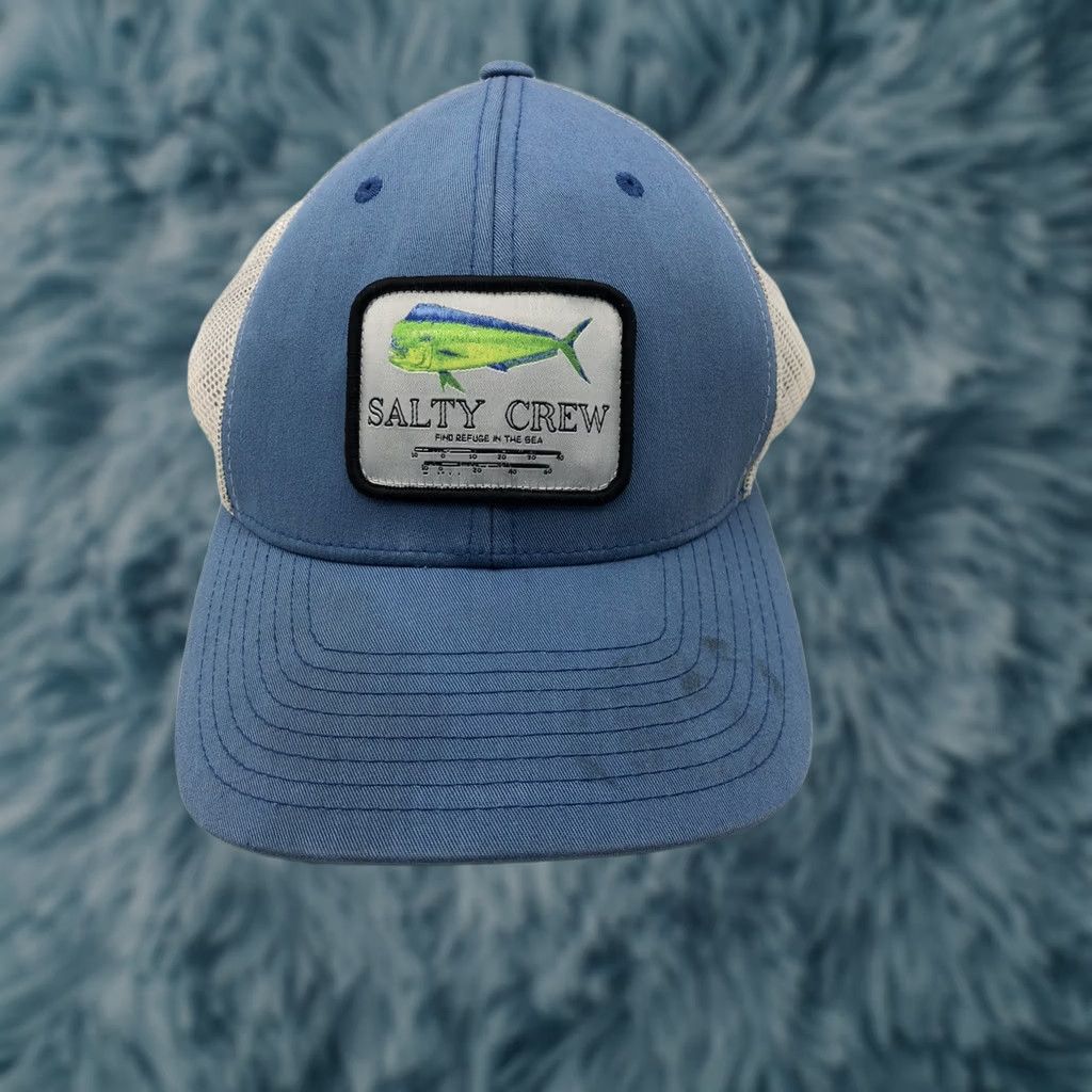 Vintage Salty Crew Hat Blue Green Fish Classic Hat The Classics 65% Polyester 35% Cotton Baseball Cap Men One Size Blue Classic Mens Hat Size ONE SIZE - 1 Thumbnail