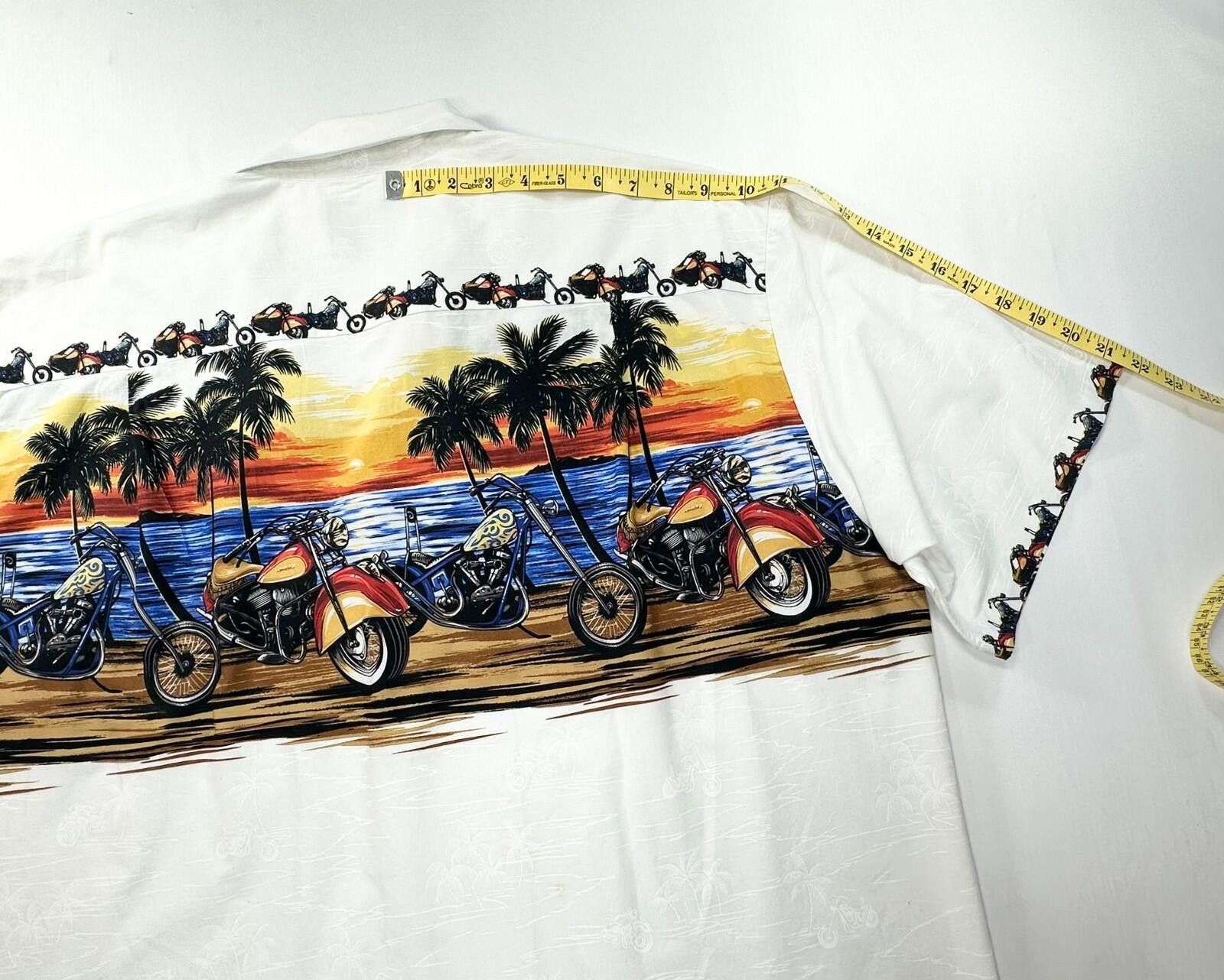 Other Ky's Motorcycle Graphic Print Hawaiian Shirt White Mens 2XL Size US XXL / EU 58 / 5 - 5 Thumbnail
