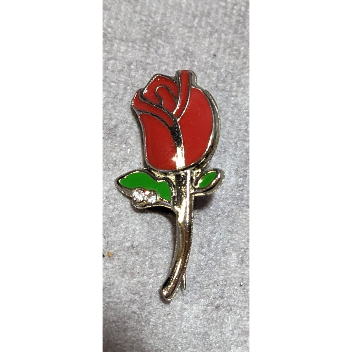 Other Vintage Rosebud Enamel Rhinestone Brooch Size ONE SIZE - 3 Thumbnail