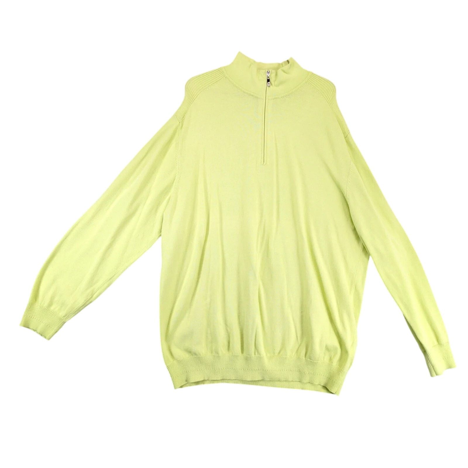 Tiger Woods Tiger Woods Men's XXL 1/4 Zip Knit Sweater Lime Mock Neck Size US XXL / EU 58 / 5 - 1 Thumbnail