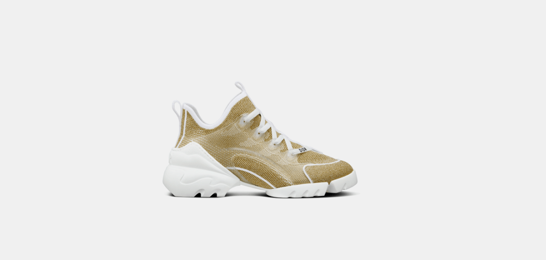 image of Dior O1W1Db10124 Laminated Mesh D-Connect Sneaker In Gold-Tone in Gold/Tone, Women's