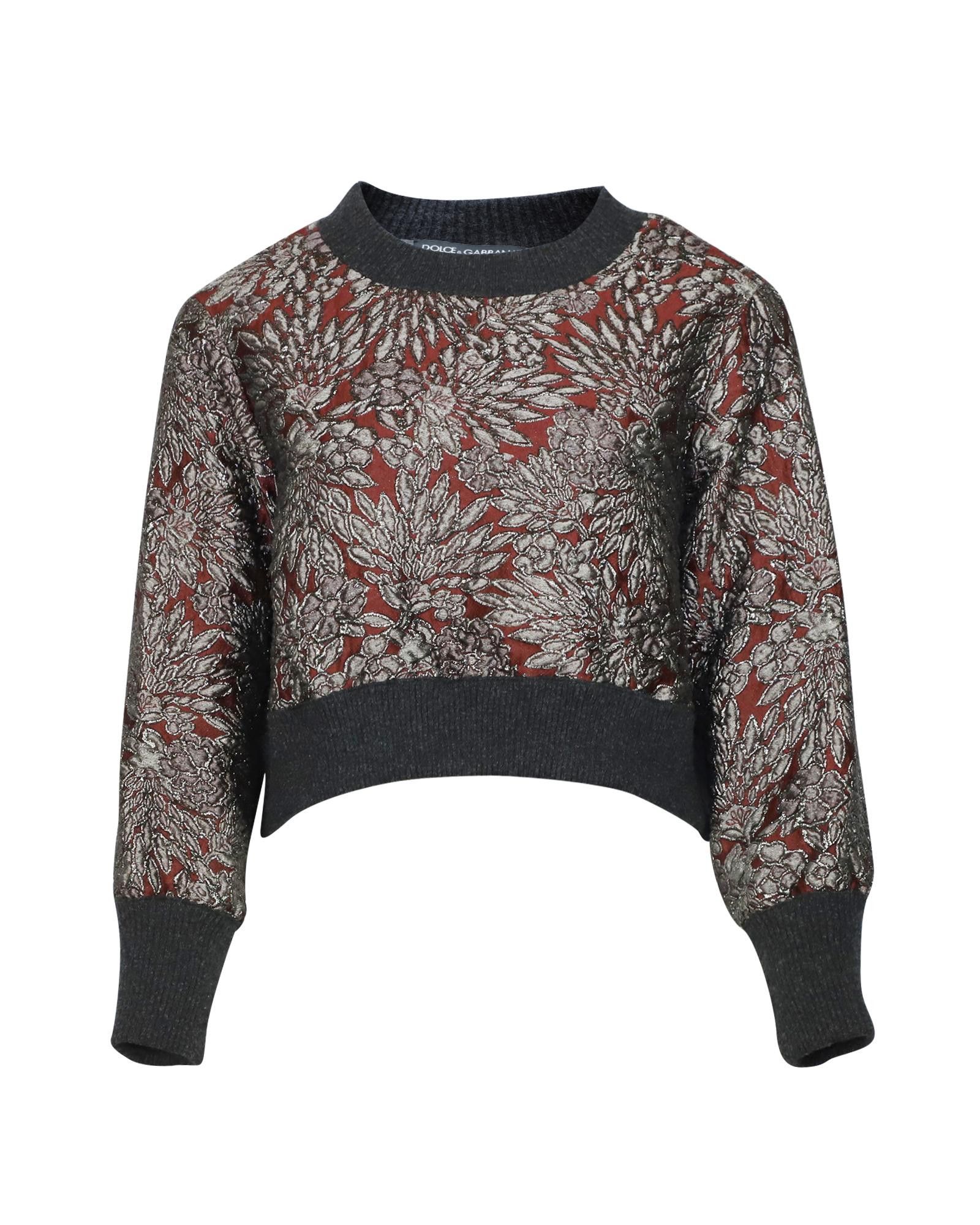 image of Dolce Gabbana Bordeaux Brocade Sweatshirt In Burgundy Polyester, Women's (Size XS)