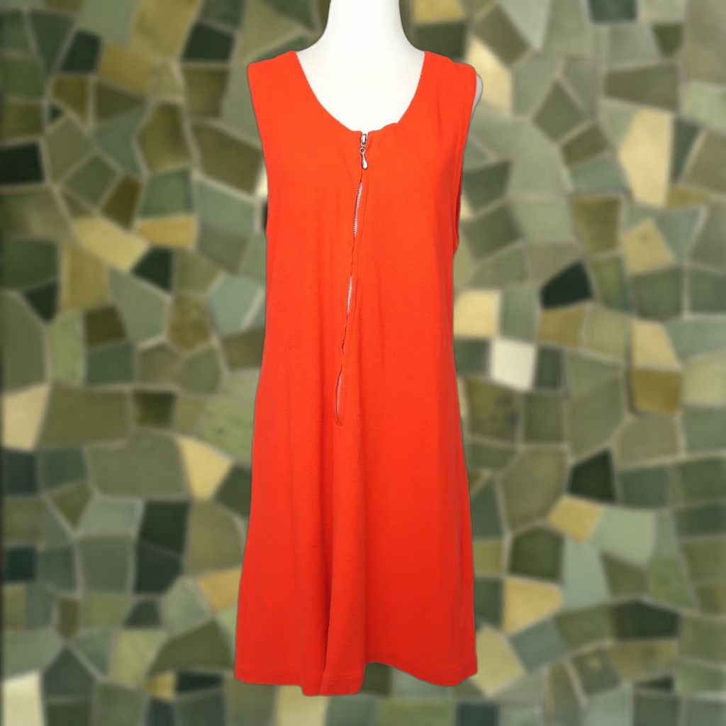 Vintage VINTAGE 90s Only bright orange knit zip front mini jumper dress M Clothing/Bohemian style? (But must use only original words). Size M / US 6-8 / IT 42-44 - 1 Thumbnail