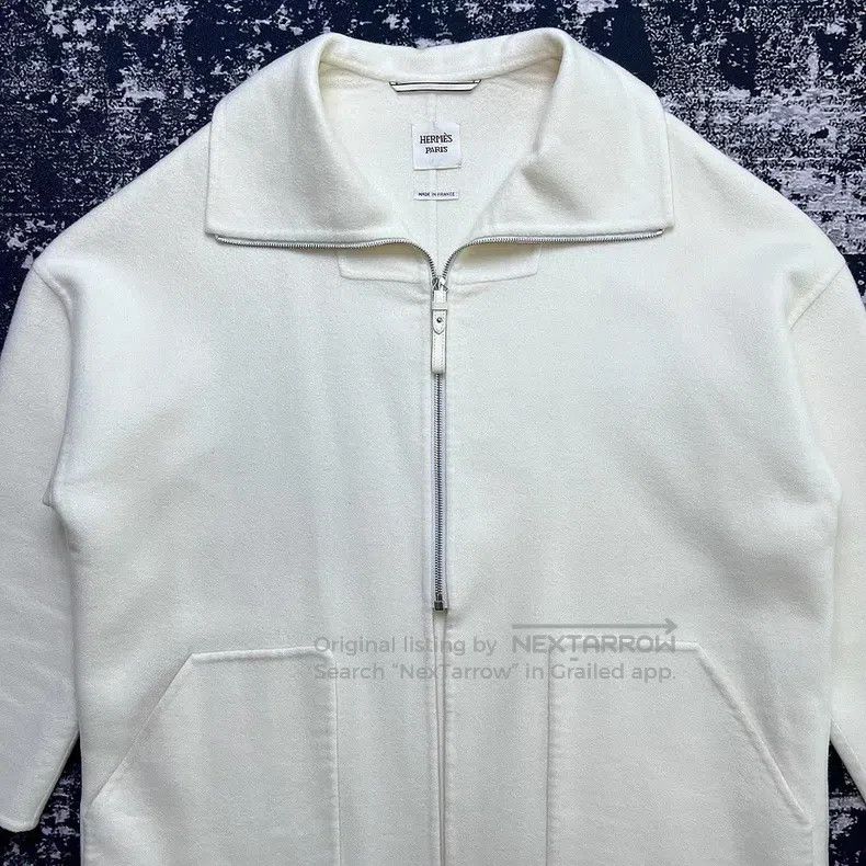 Hermes Hermes White Collar Zip-Up Loose Cashmere Coat Size XS / US 0-2 / IT 36-38 - 3 Thumbnail